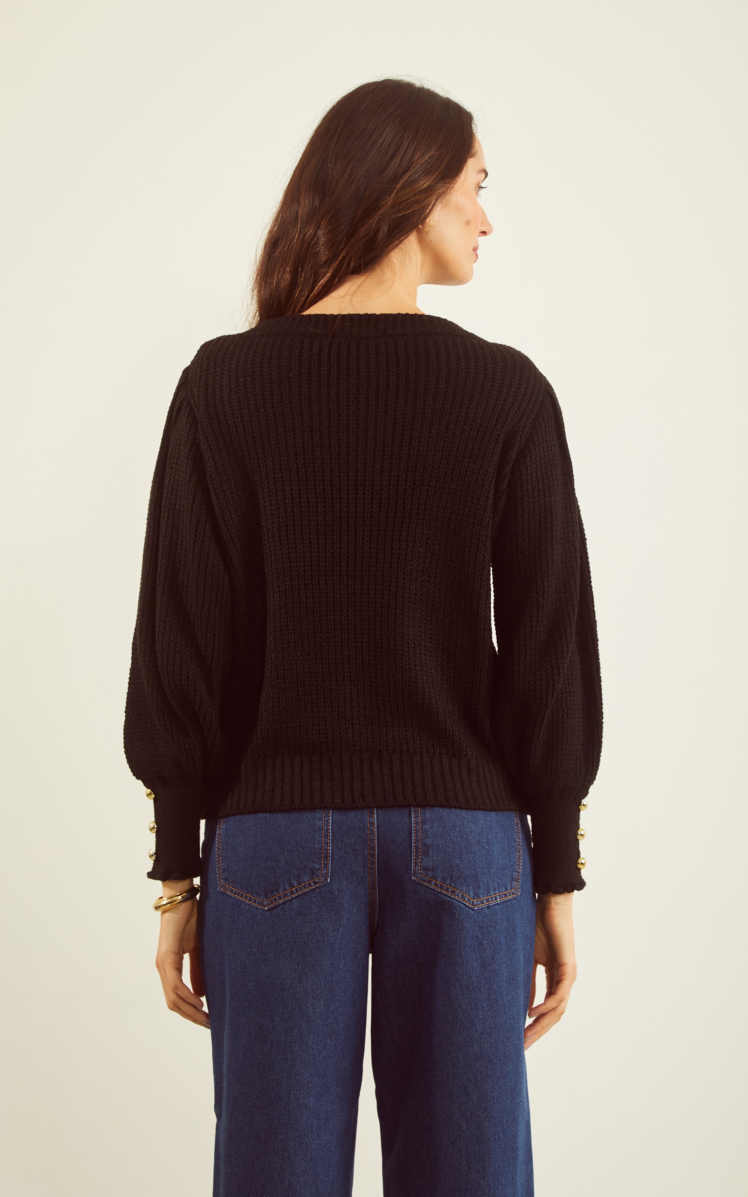 Pull Tricot Maxi Punho Preto