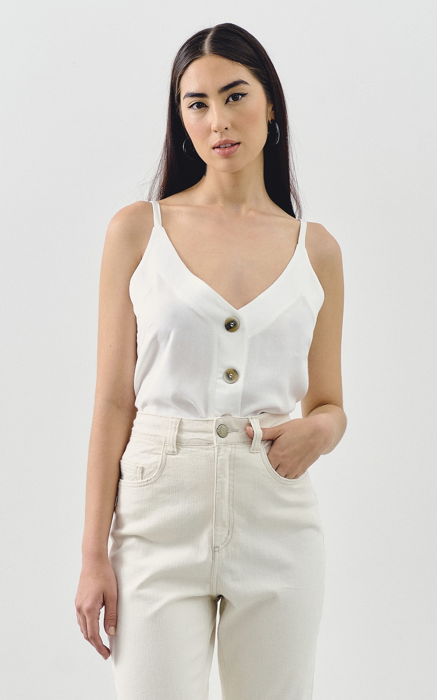 Regata Botões Off White