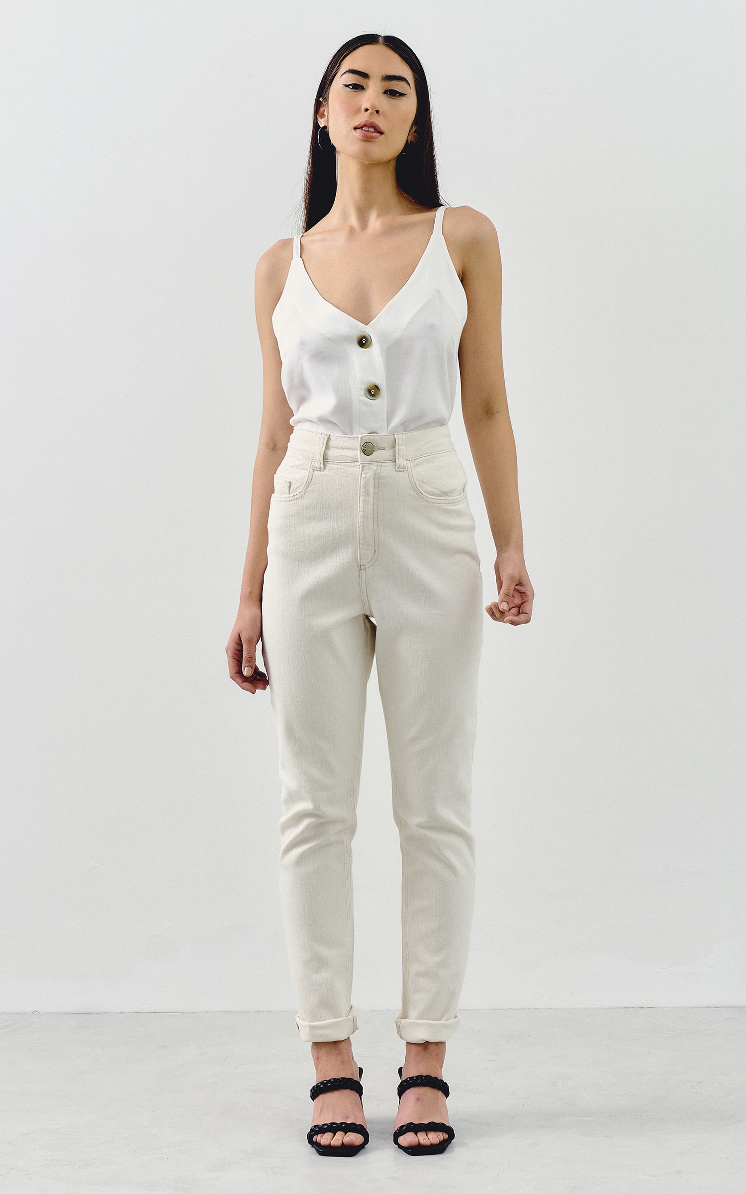 Regata Botões Off White