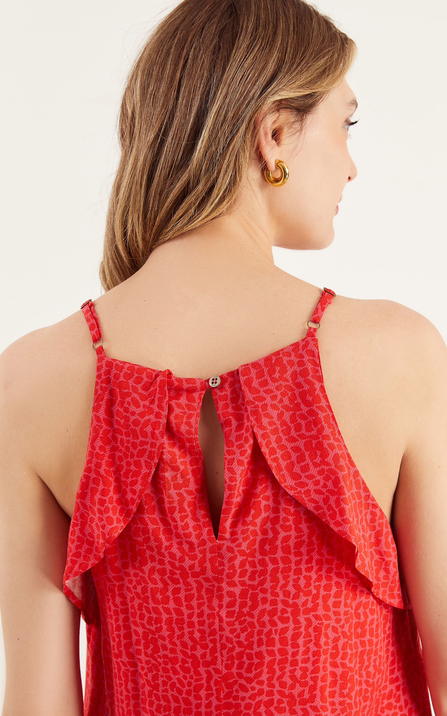 Regata Lovely Babados Vermelho/Rosa