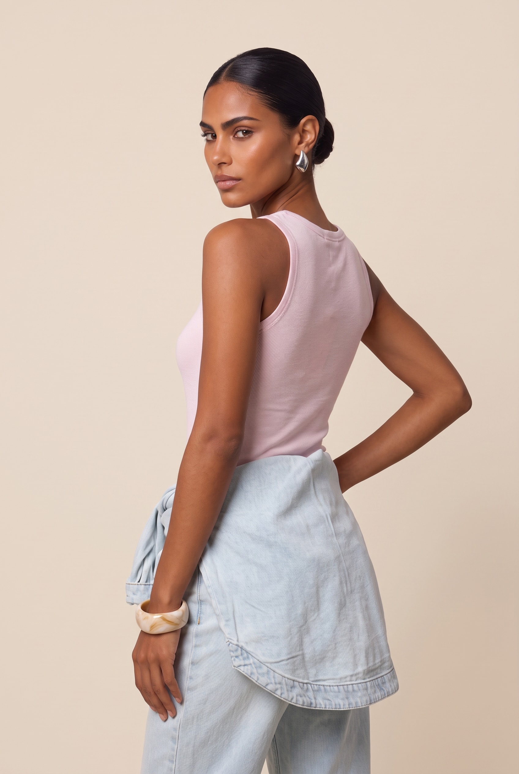 Regata Malha Monograma Baby Pink