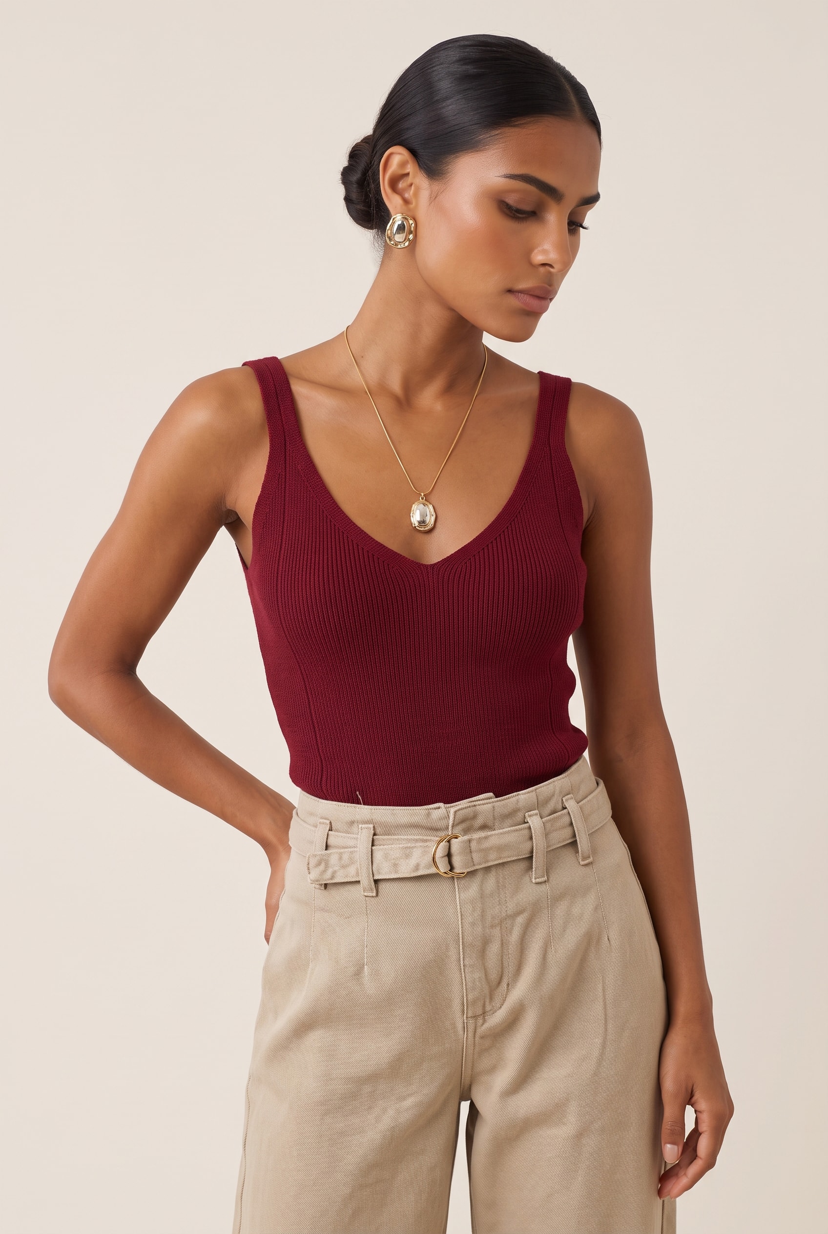 Regata Tricot Decote v Burgundy