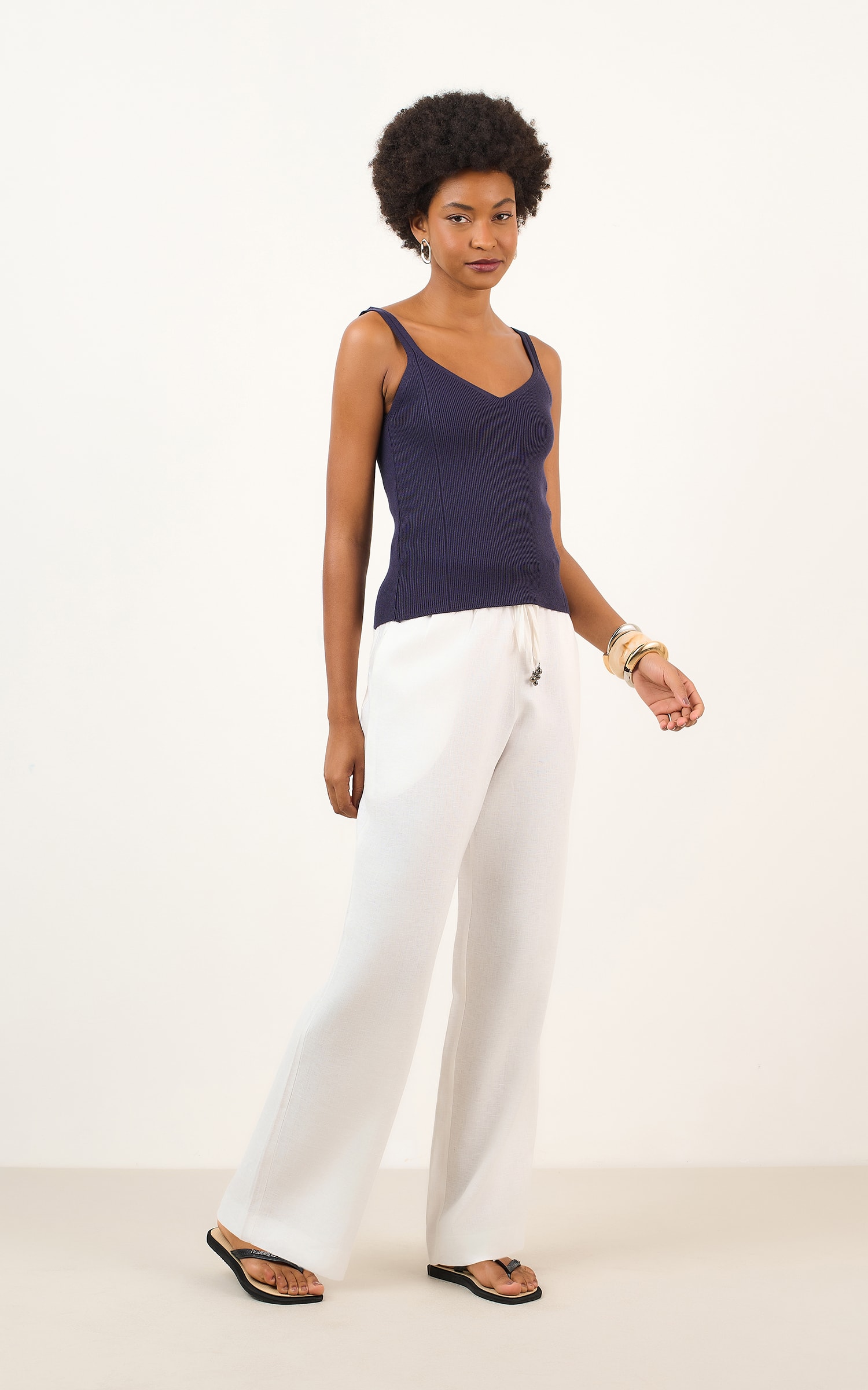 Regata Tricot Decote v Marinho