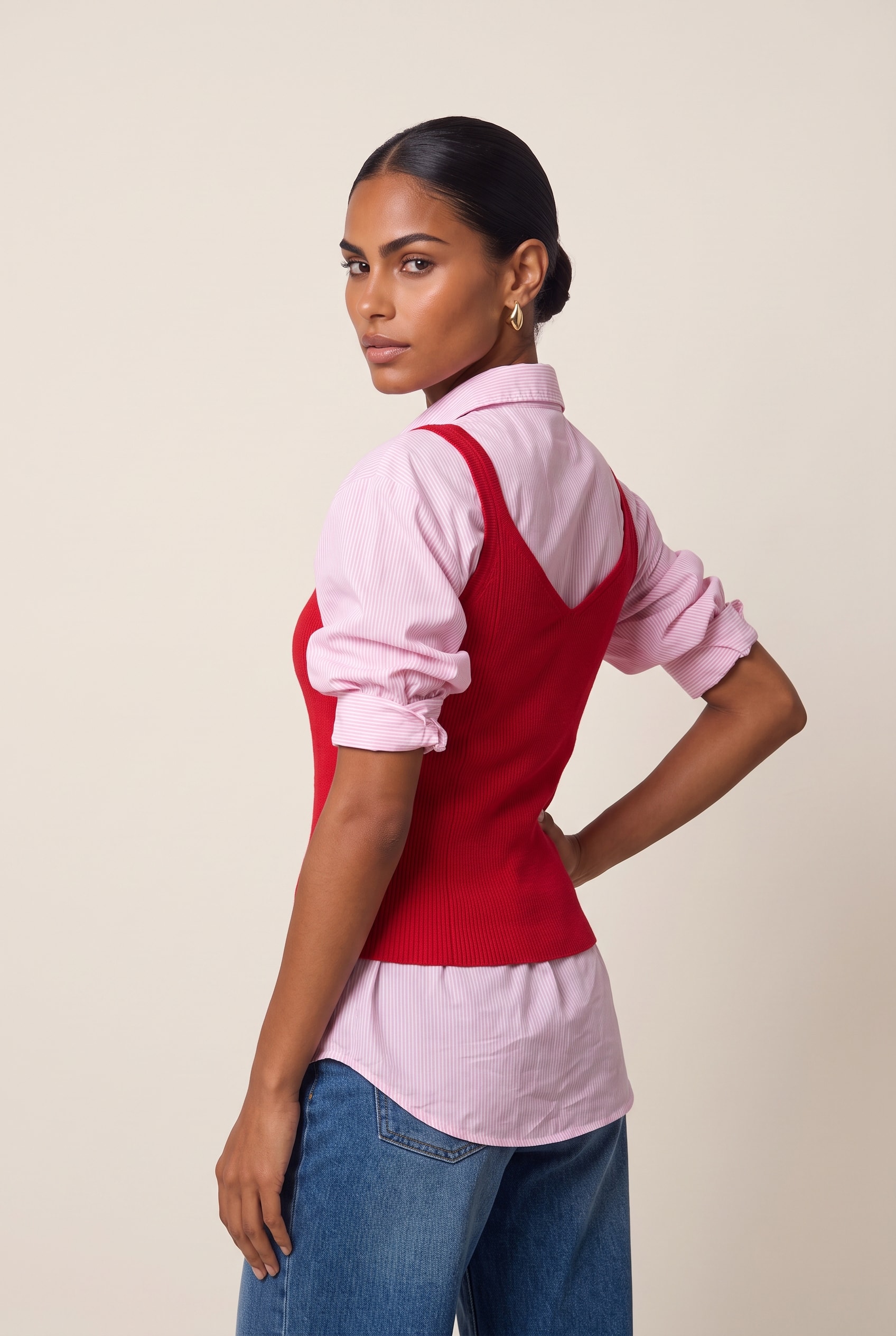 Regata Tricot Decote v Vermelho