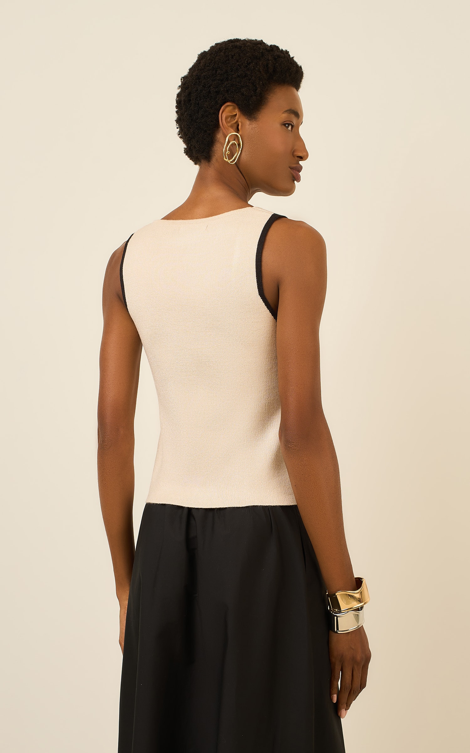 Regata Tricot Duo Color Rafia/Preto