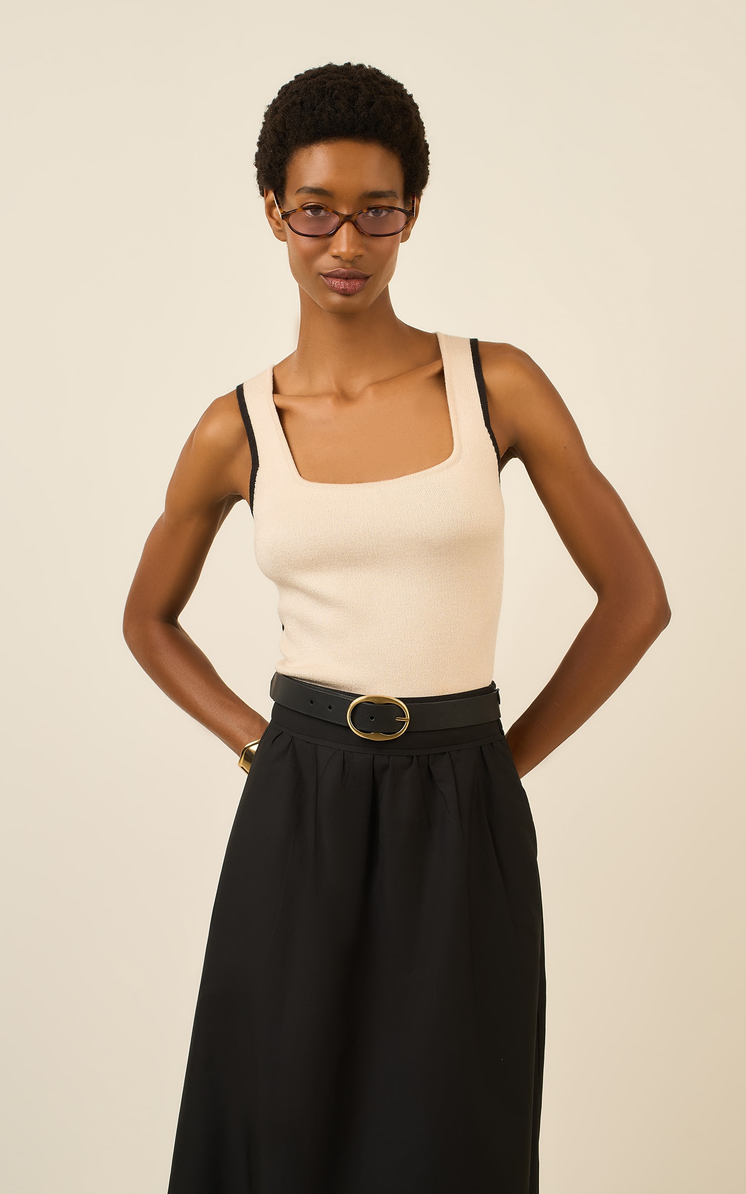 Regata Tricot Duo Color Rafia/Preto