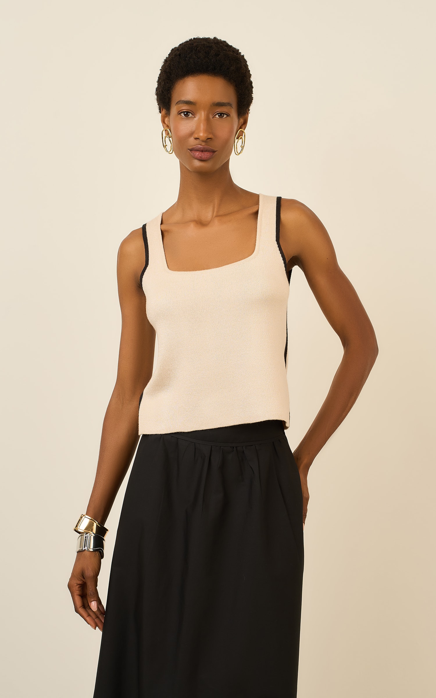 Regata Tricot Duo Color Rafia/Preto
