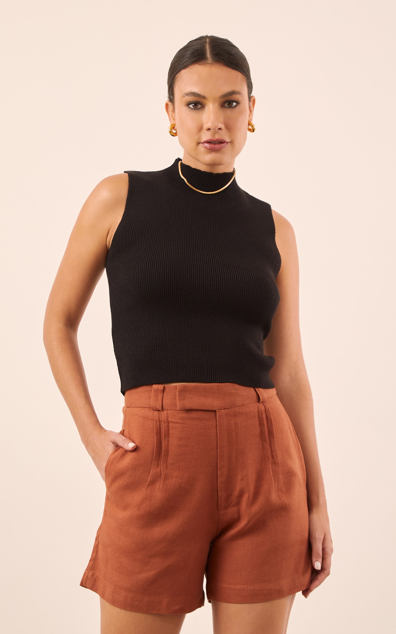Regata Tricot Gola Alta Preto