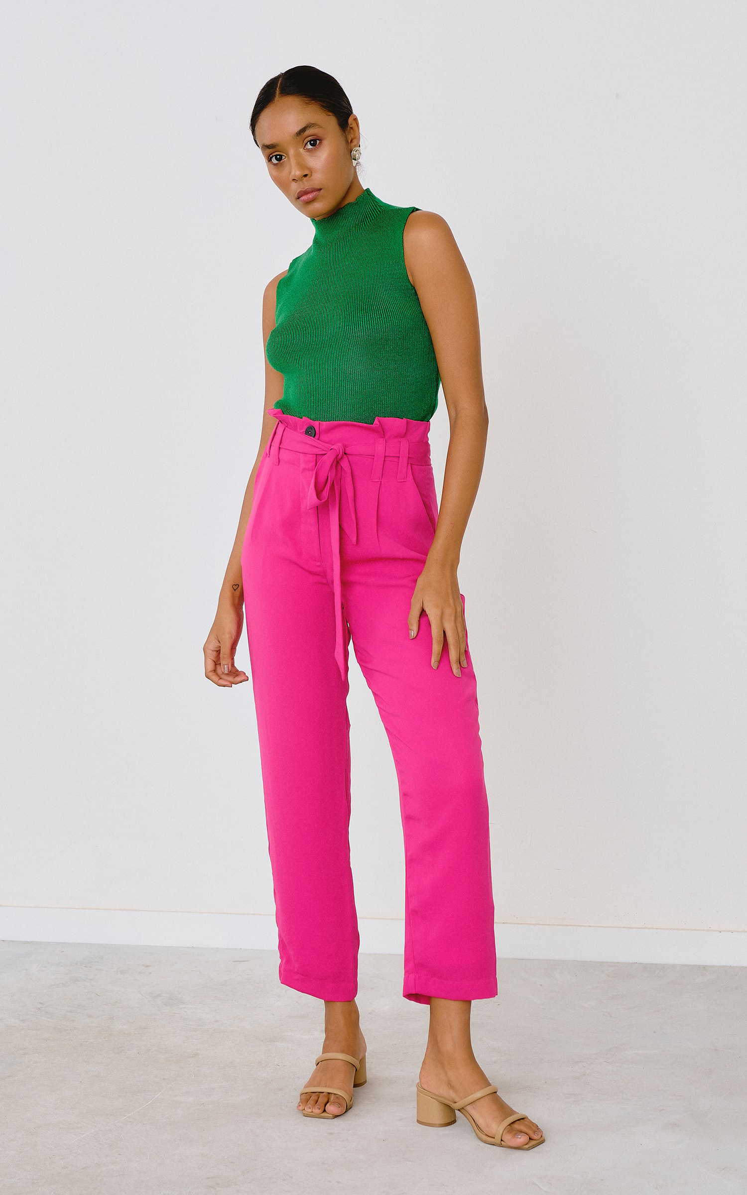 Regata Tricot Gola Alta Verde Bandeira