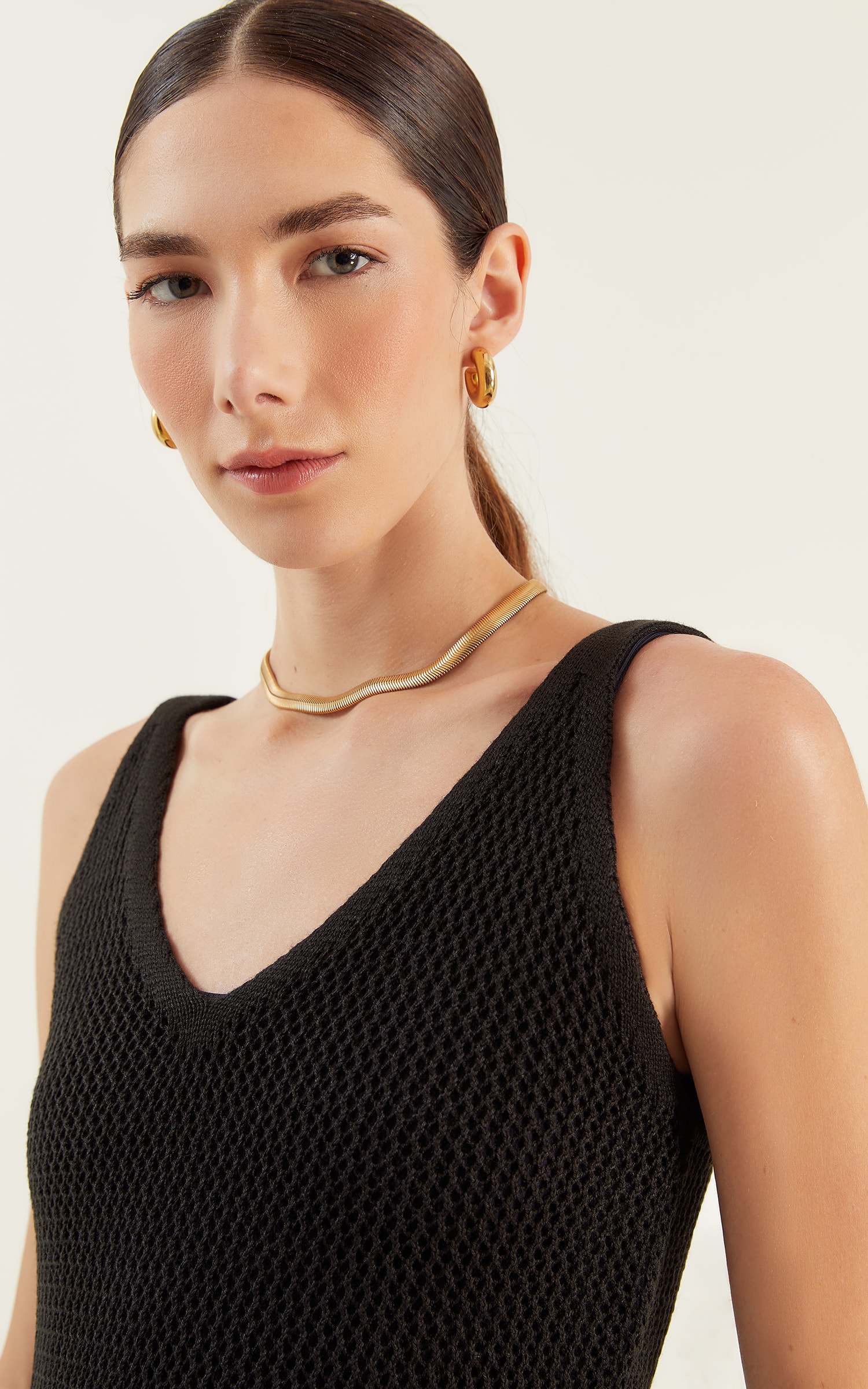 Regata Tricot Hole Preto