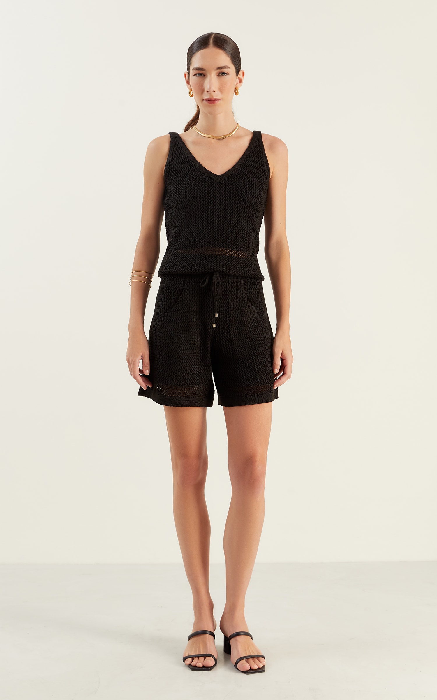 Regata Tricot Hole Preto