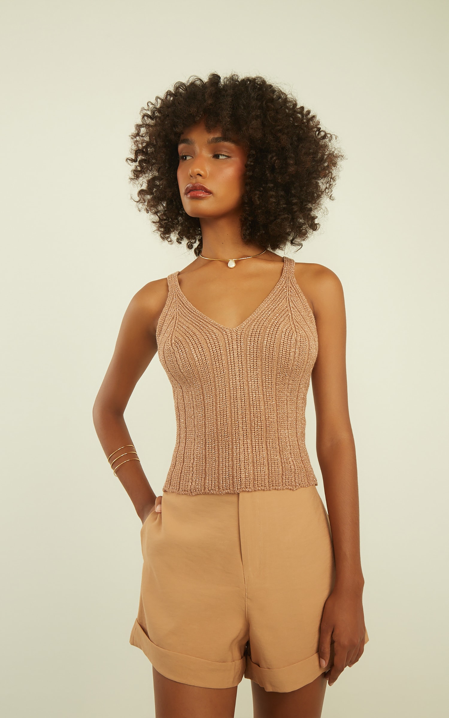 Regata Tricot Lurex Areia
