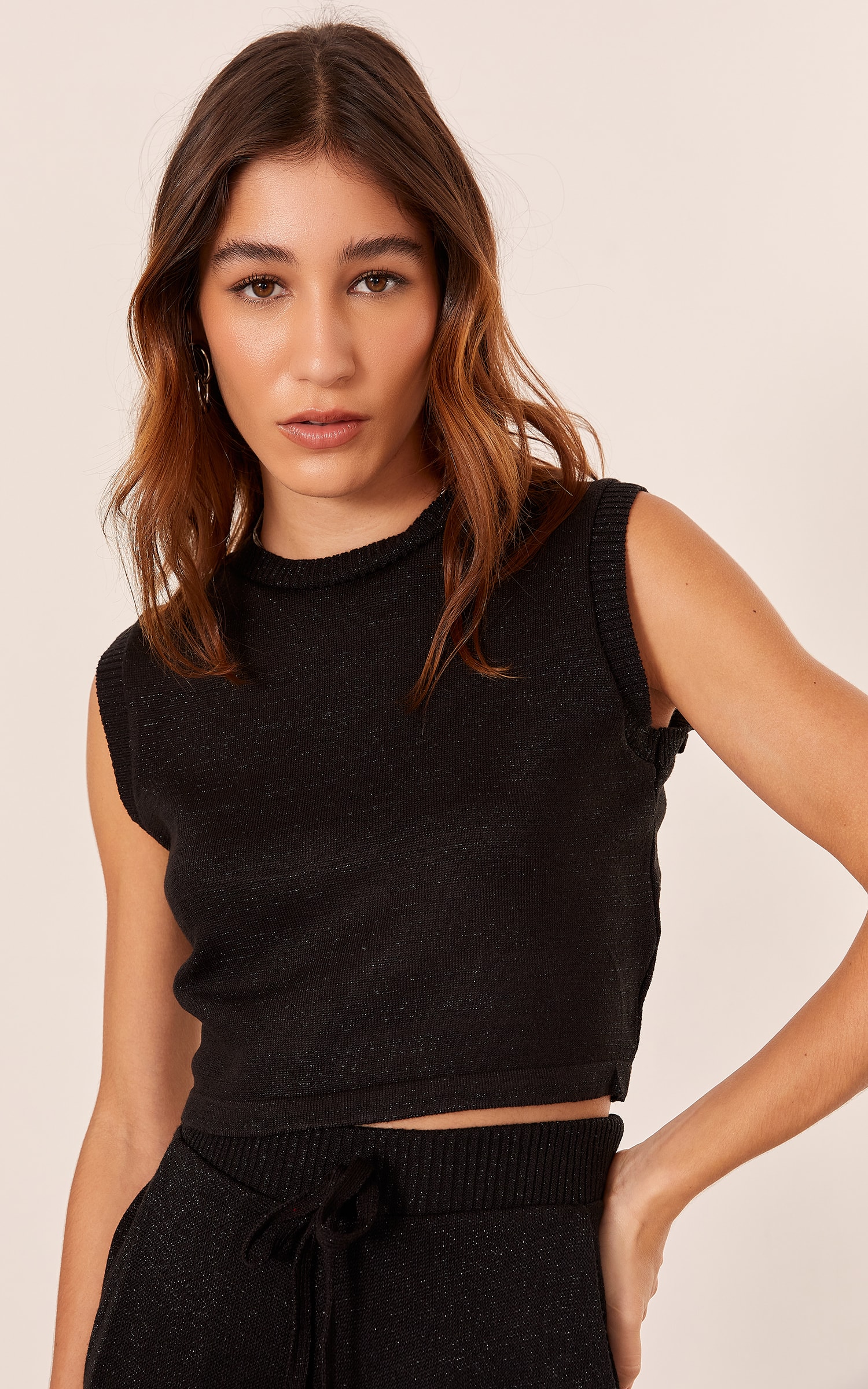 Regata Tricot Lurex Preto