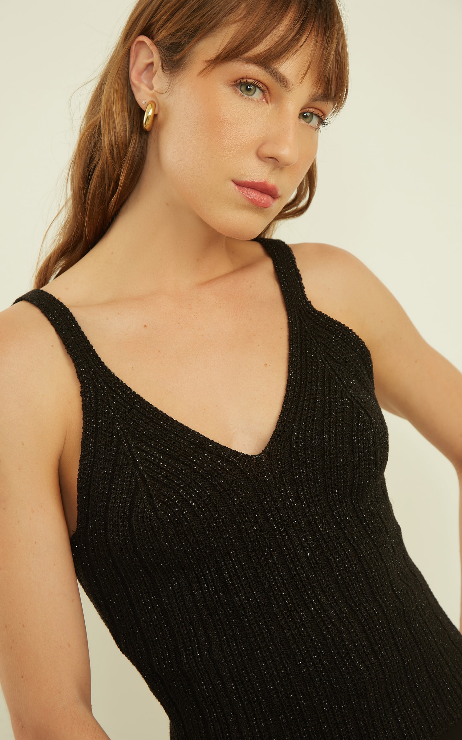 Regata Tricot Lurex Preto