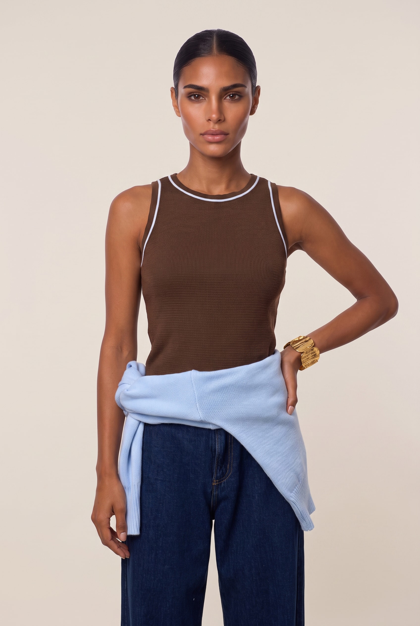 Regata Tricot Nadador Marrom