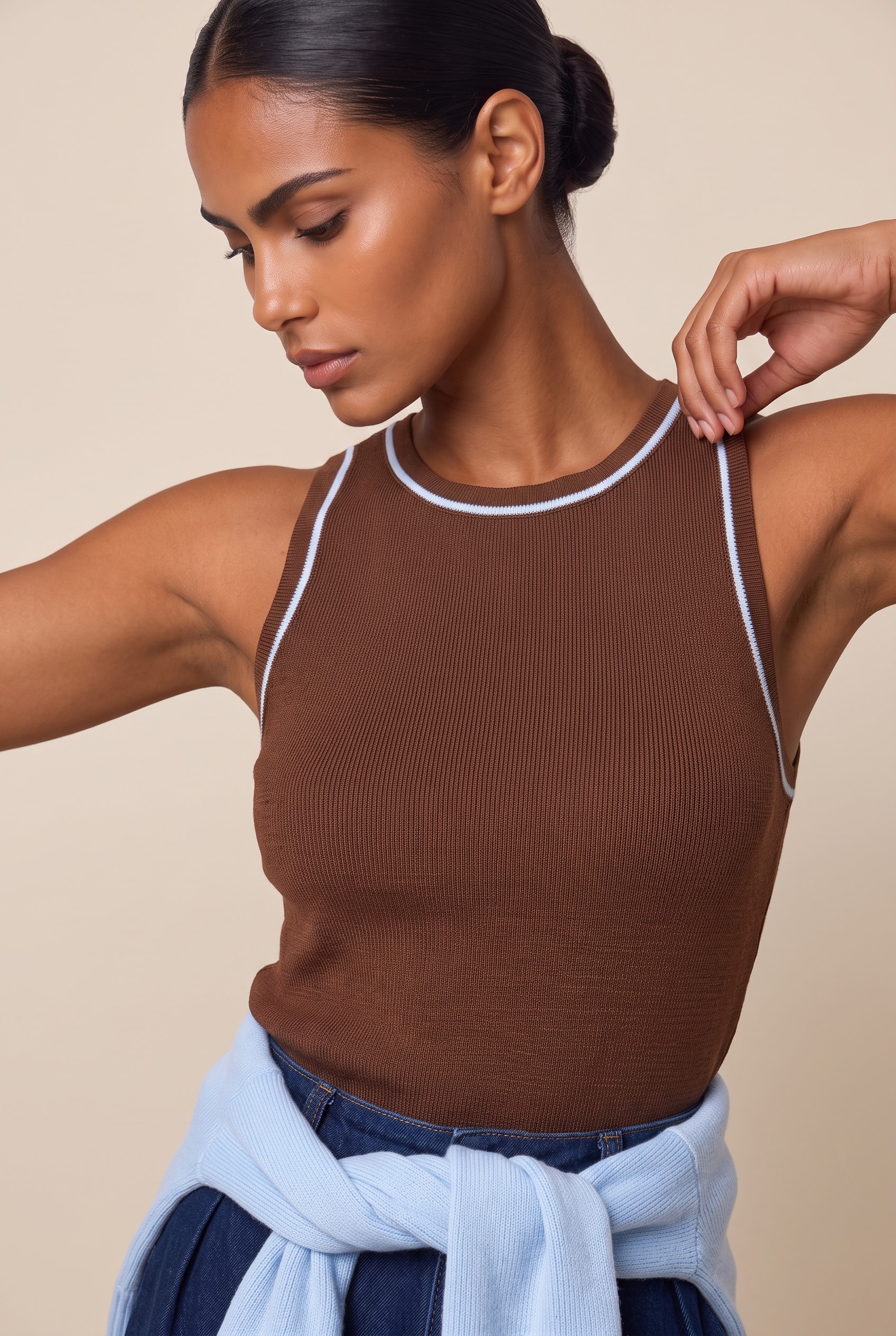 Regata Tricot Nadador Marrom
