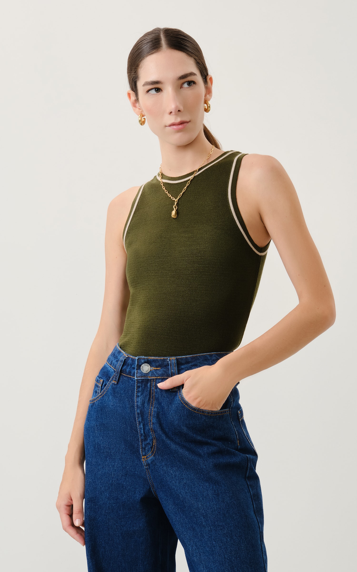 Regata Tricot Nadador Verde Musgo