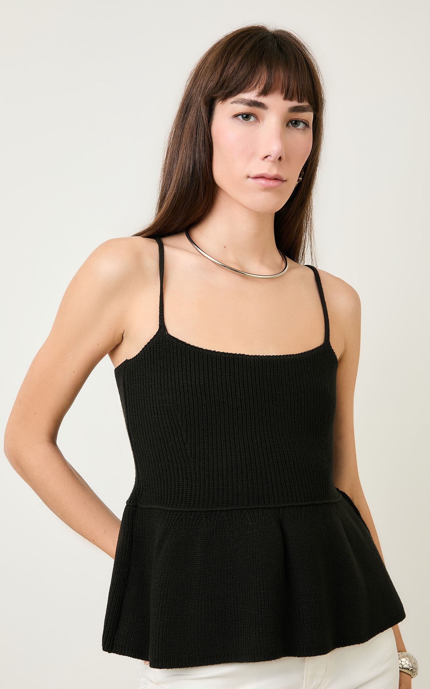Regata Tricot Peplum Preto
