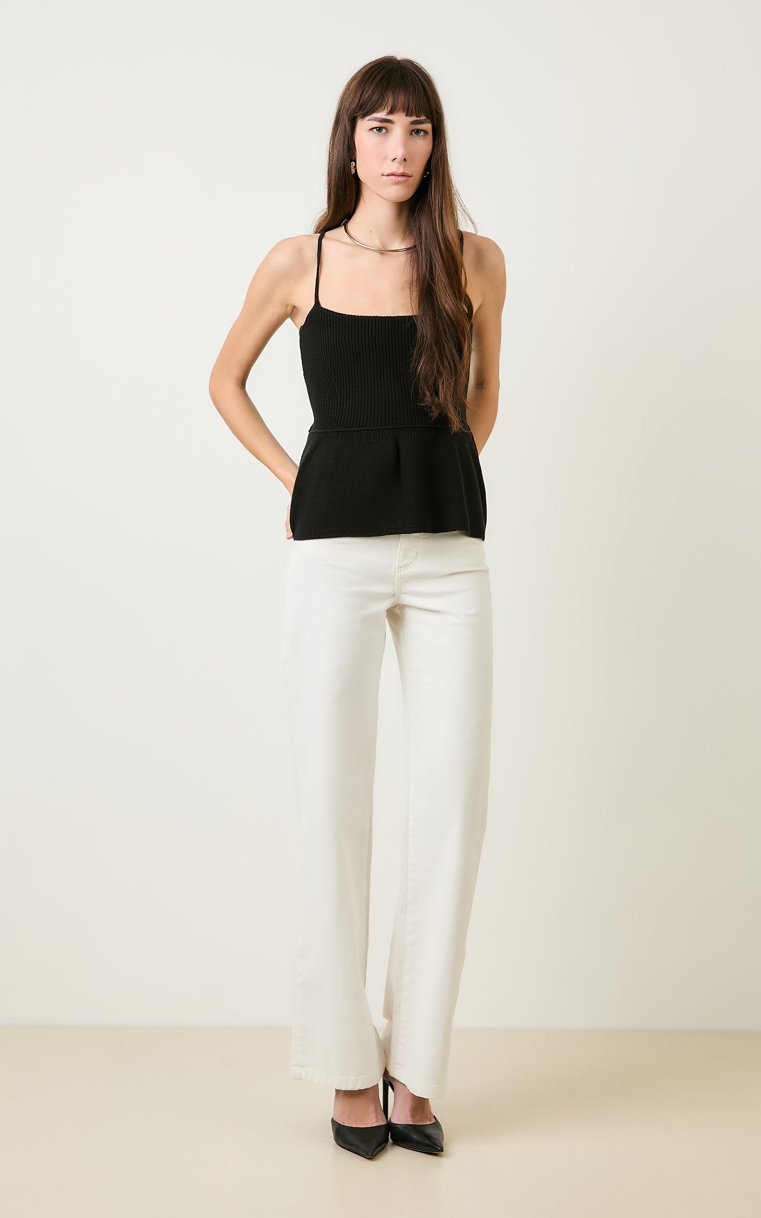 Regata Tricot Peplum Preto