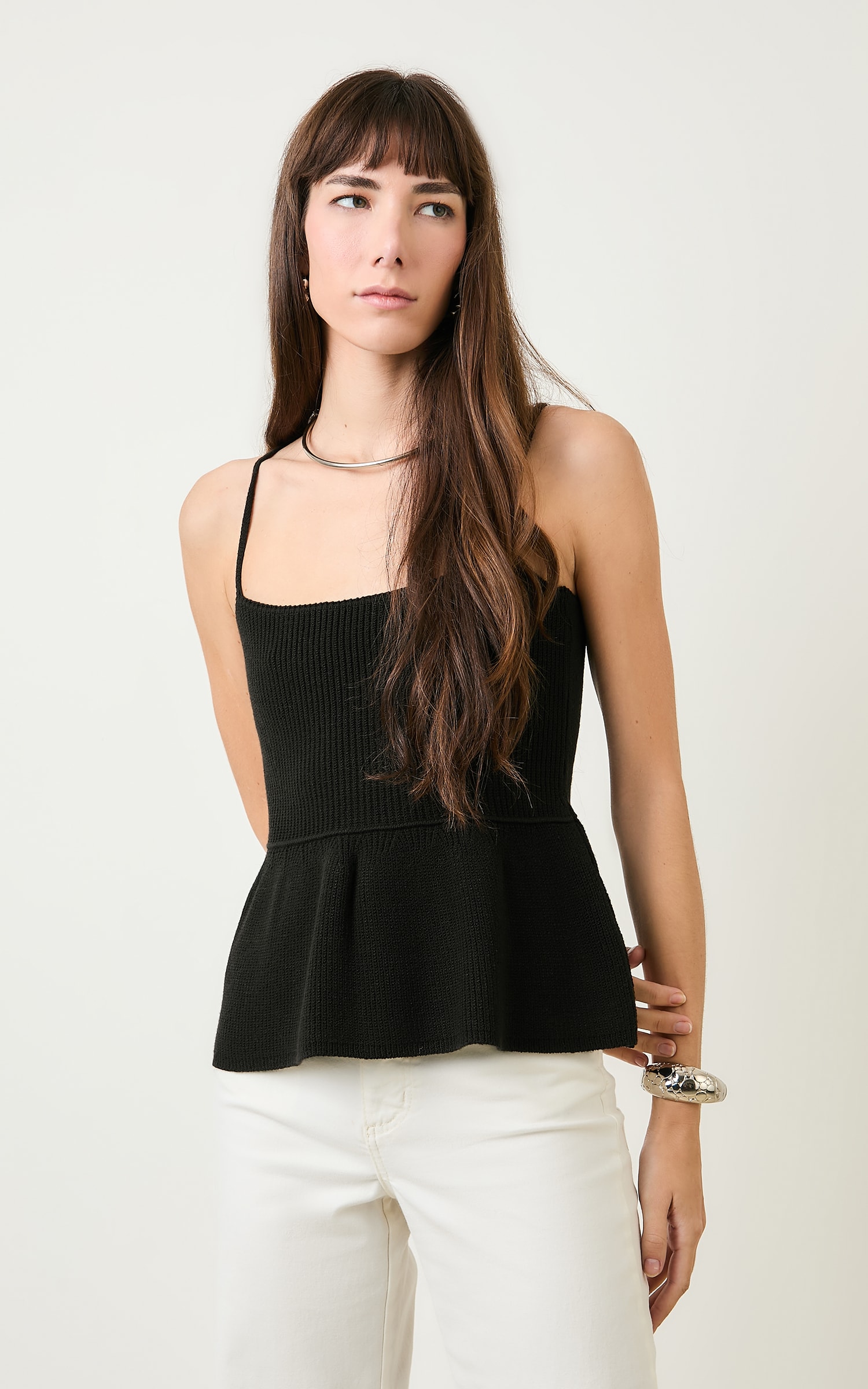 Regata Tricot Peplum Preto