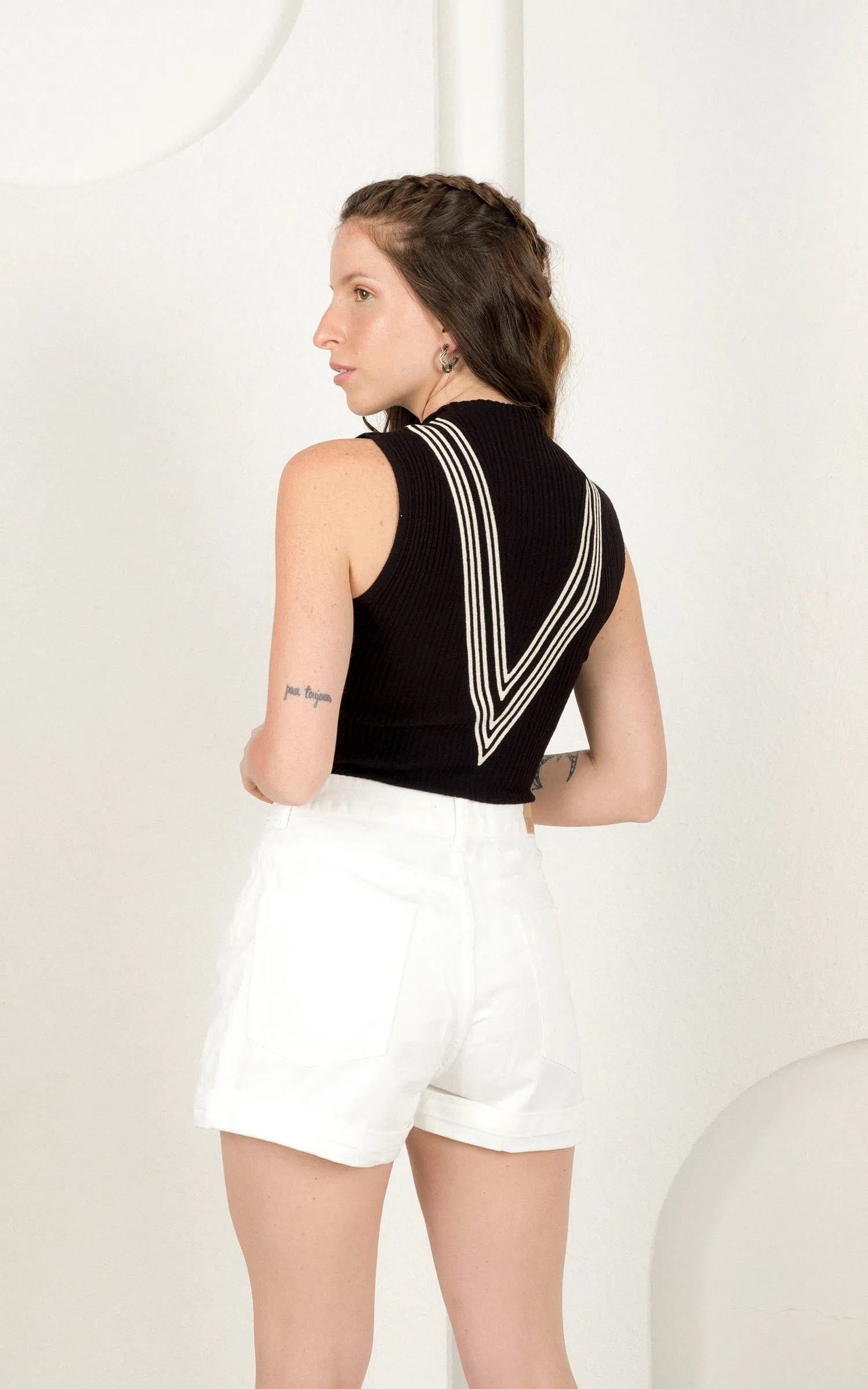 Regata Tricot Retilínea Preto