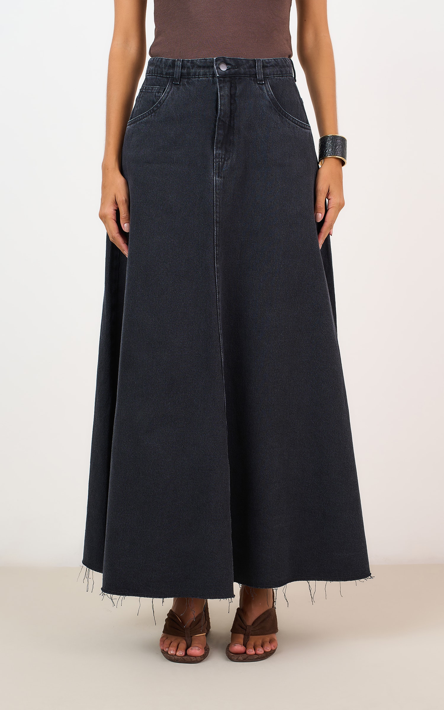 Saia Black Jeans Evasê Jeans Black