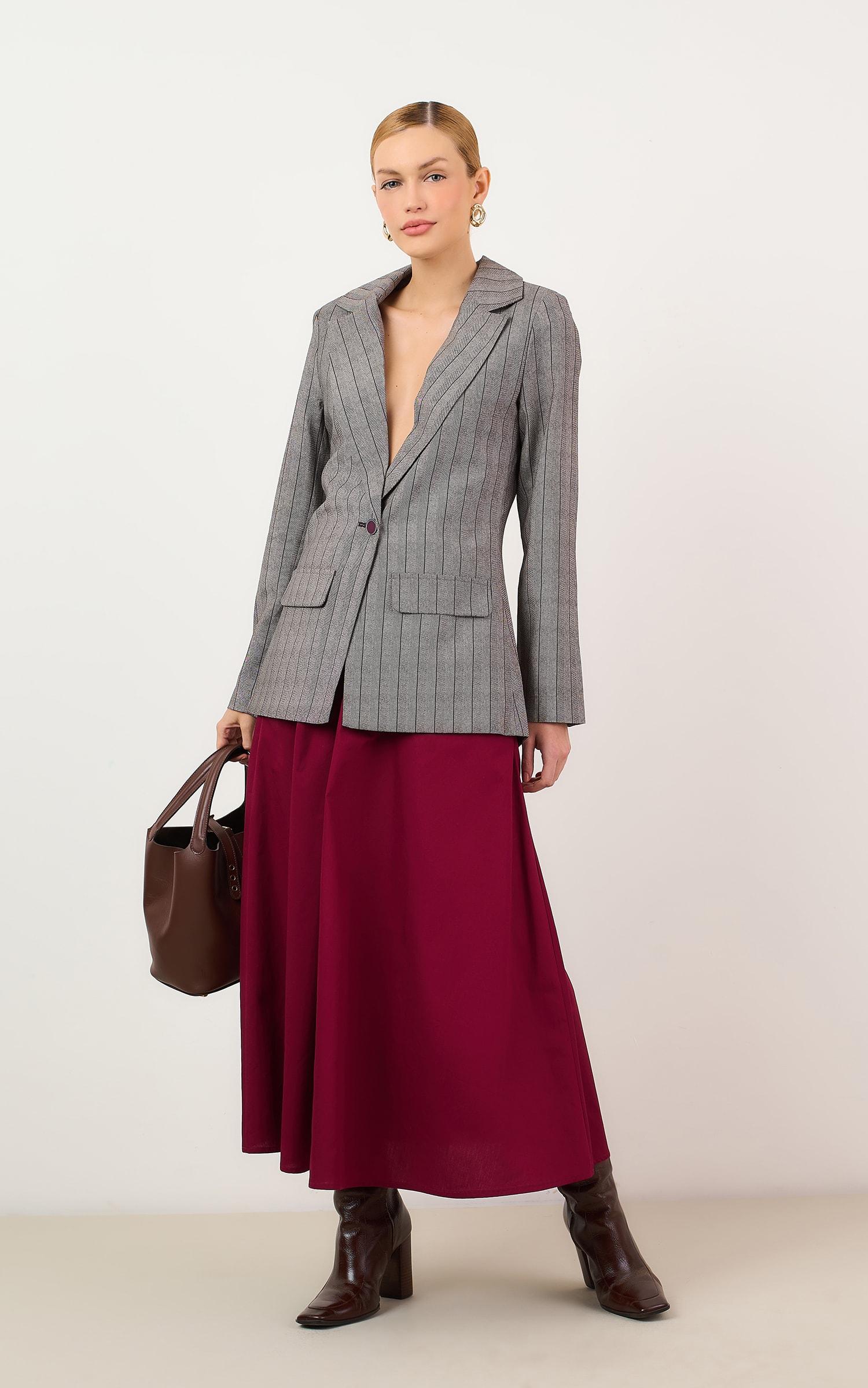 Saia Cropped Crema Burgundy