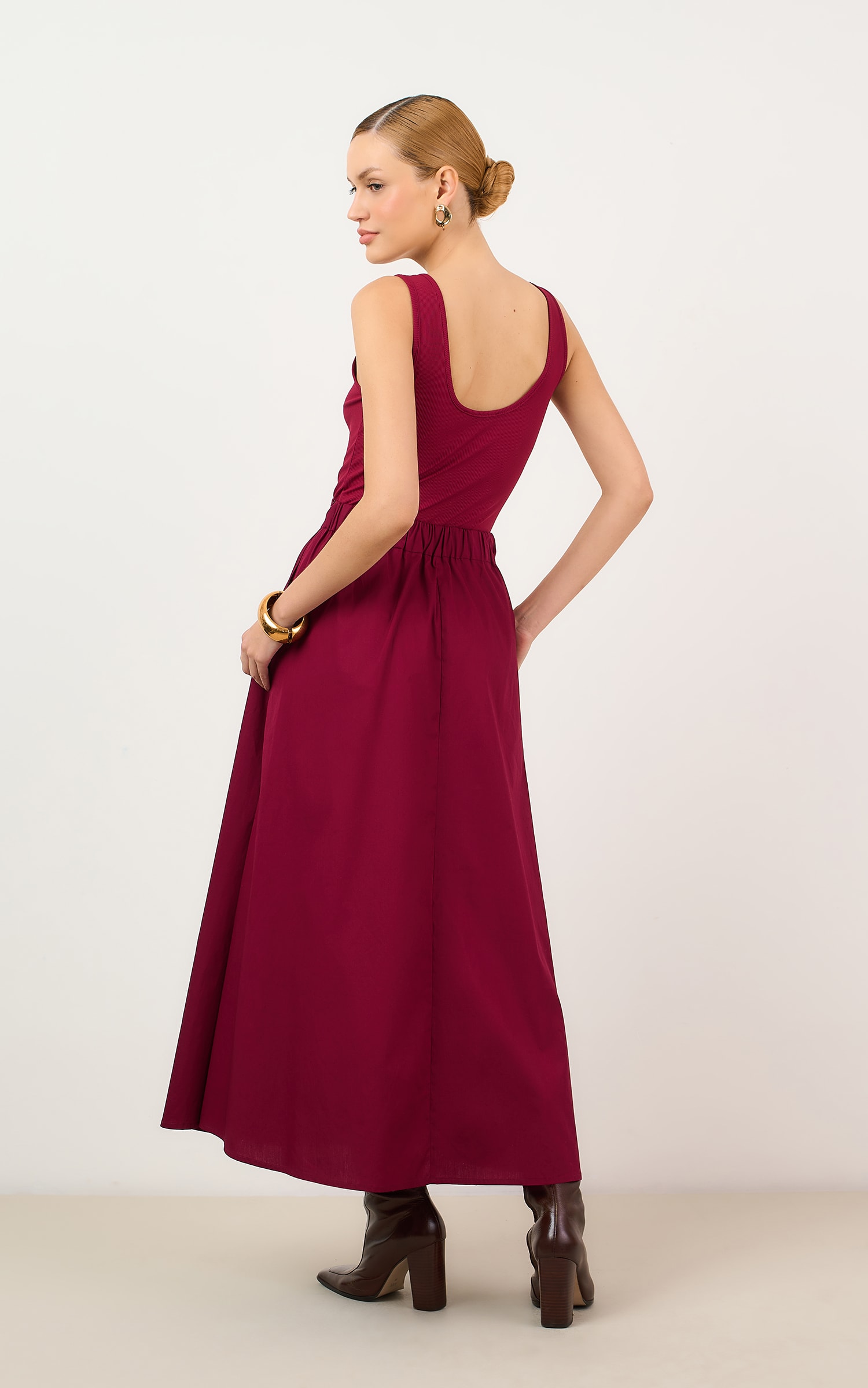 Saia Cropped Crema Burgundy