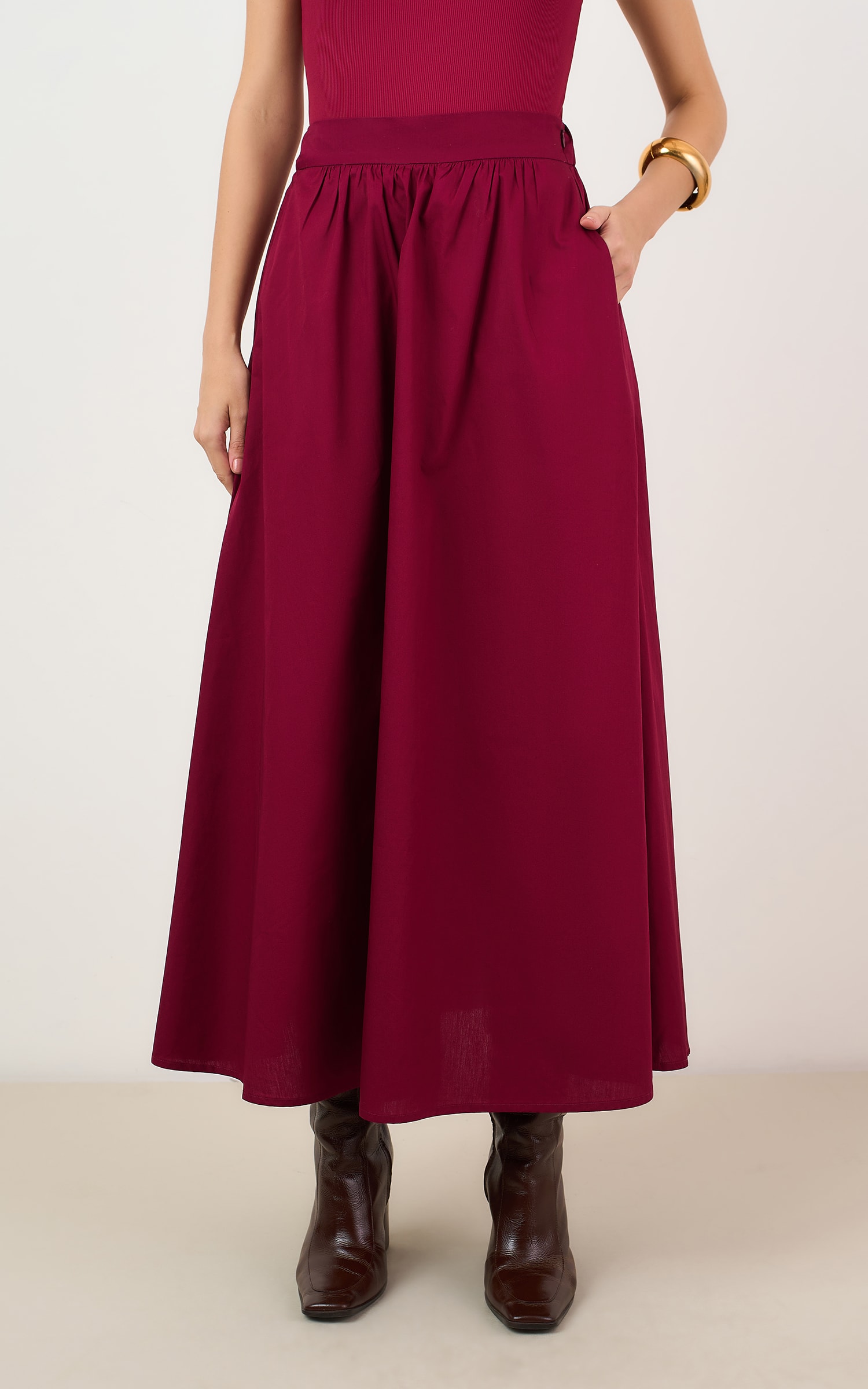 Saia Cropped Crema Burgundy