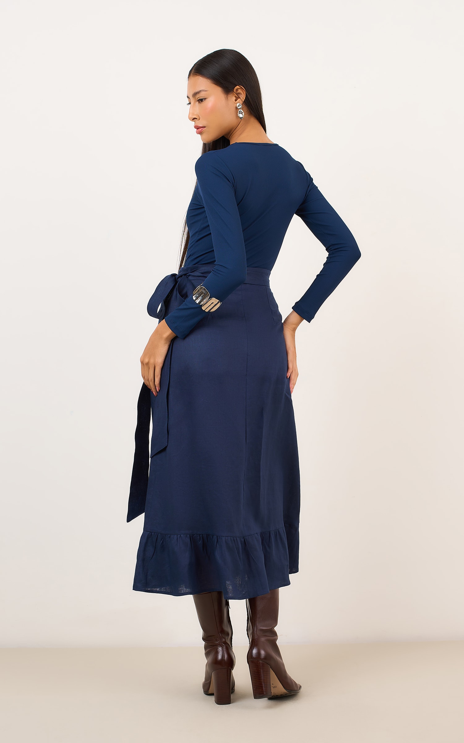 Saia Cropped Lungo Marinho