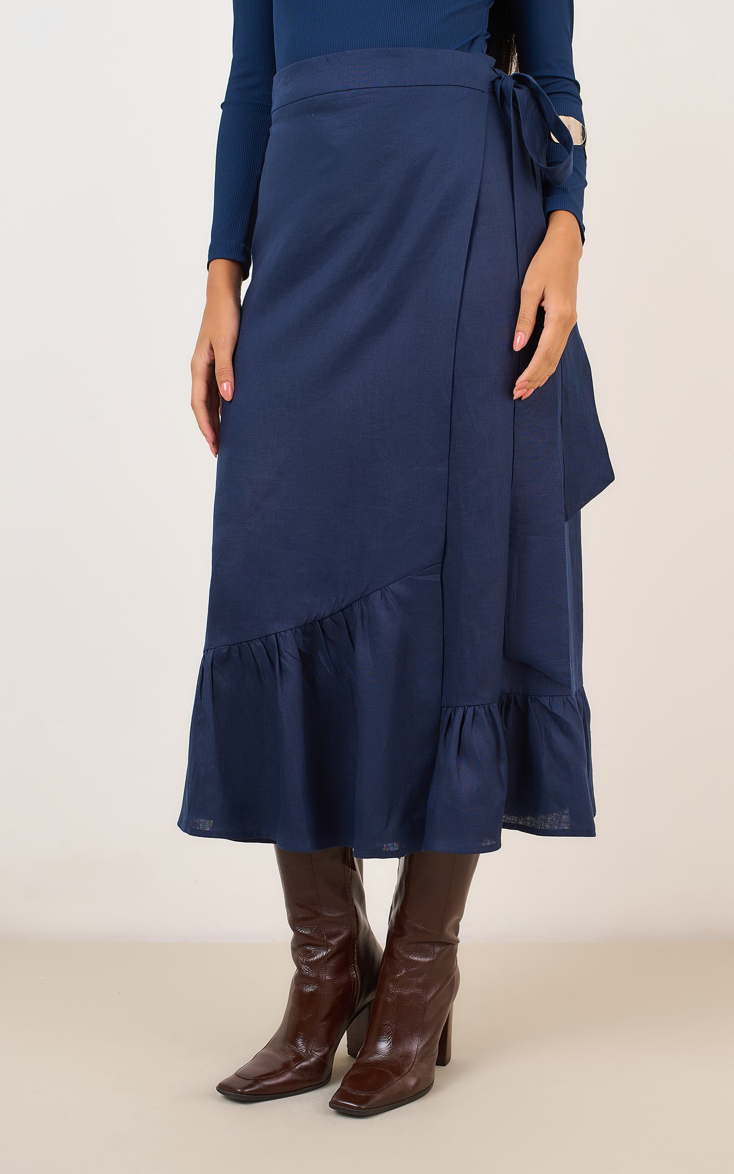 Saia Cropped Lungo Marinho