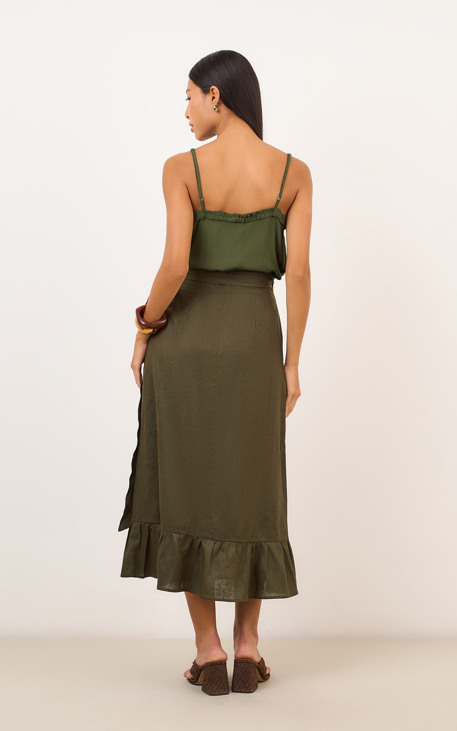 Saia Cropped Lungo Verde Musgo