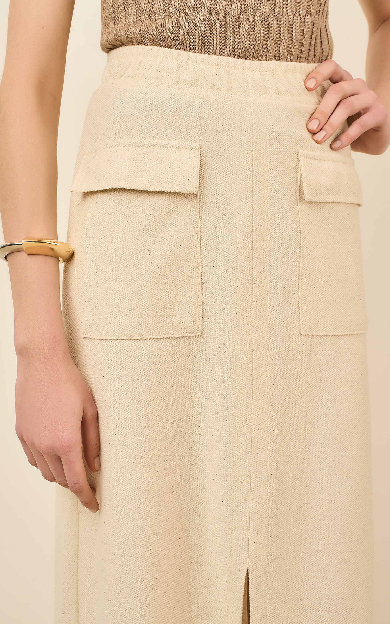 Saia Cropped Moleton Ring Off White