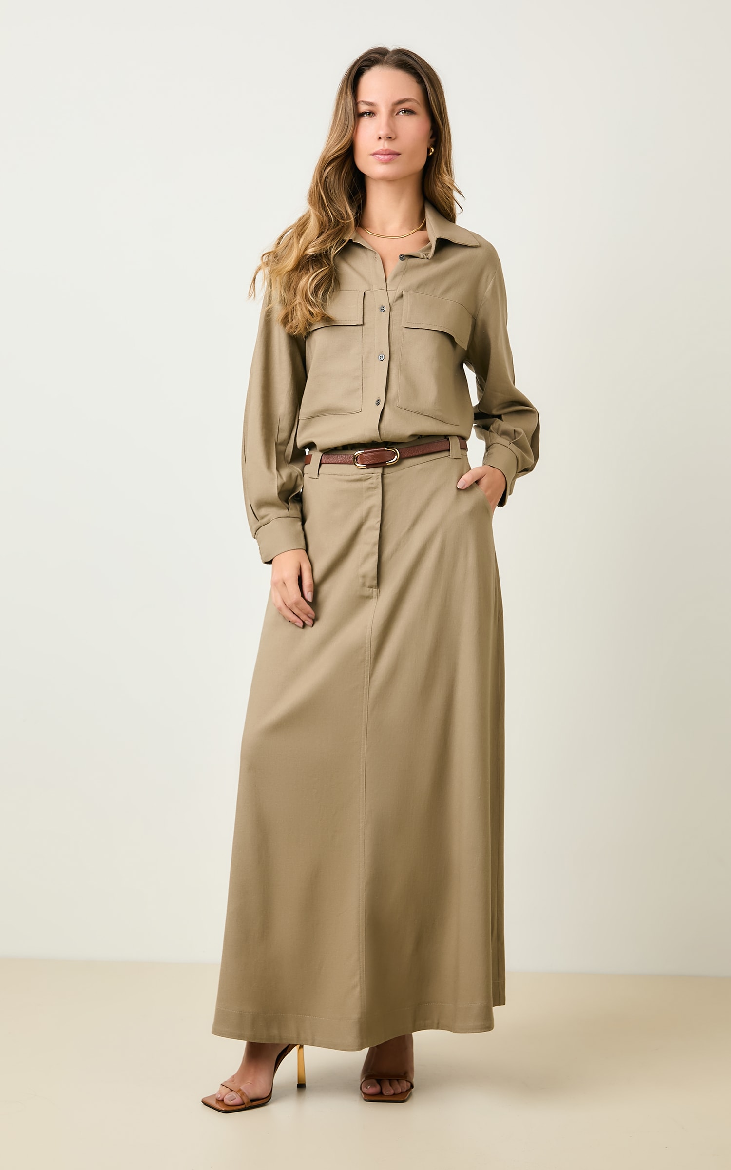 Saia Cropped Pespontos Ipanema Fendi