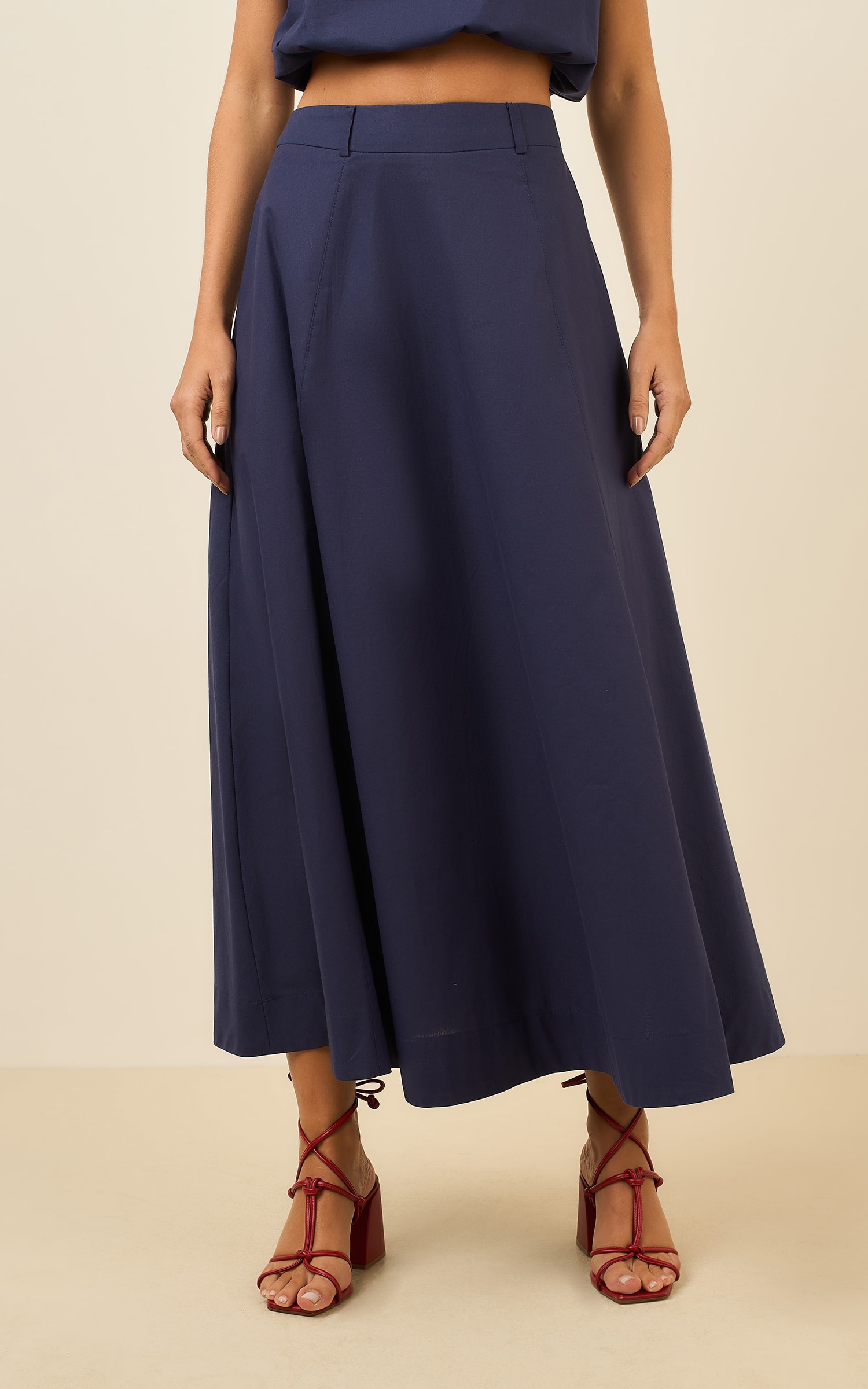 Saia Cropped Recortes Poetic Marinho