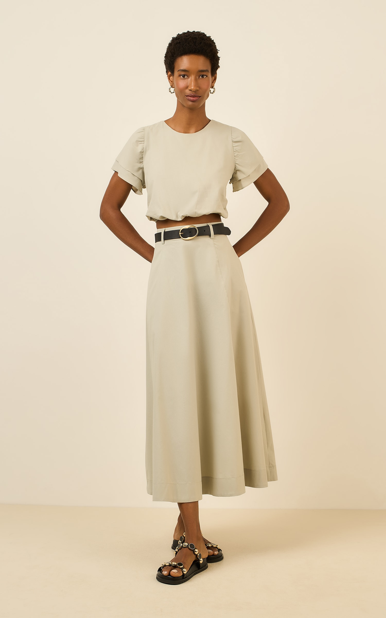 Saia Cropped Recortes Poetic Verde Brisa