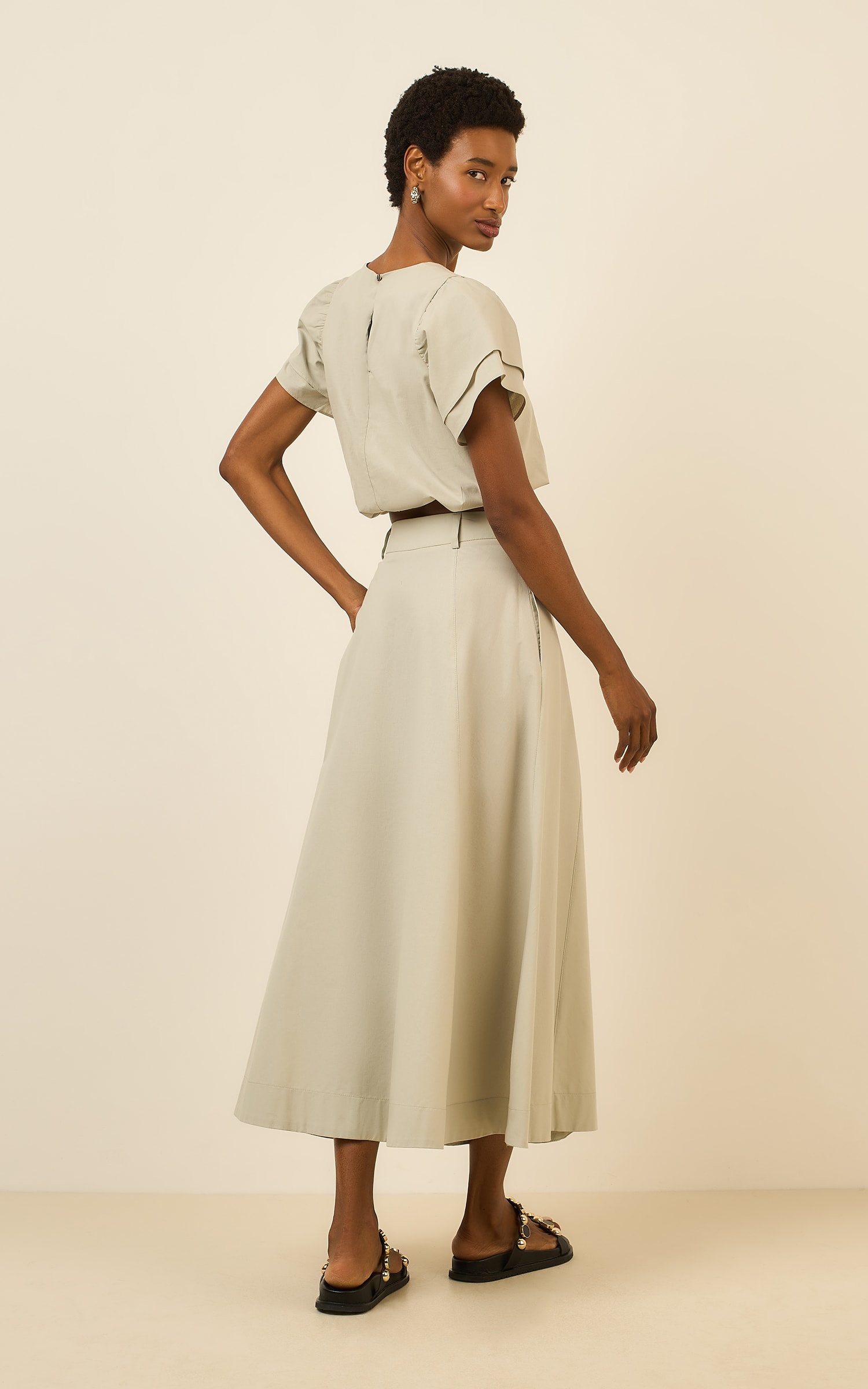 Saia Cropped Recortes Poetic Verde Brisa