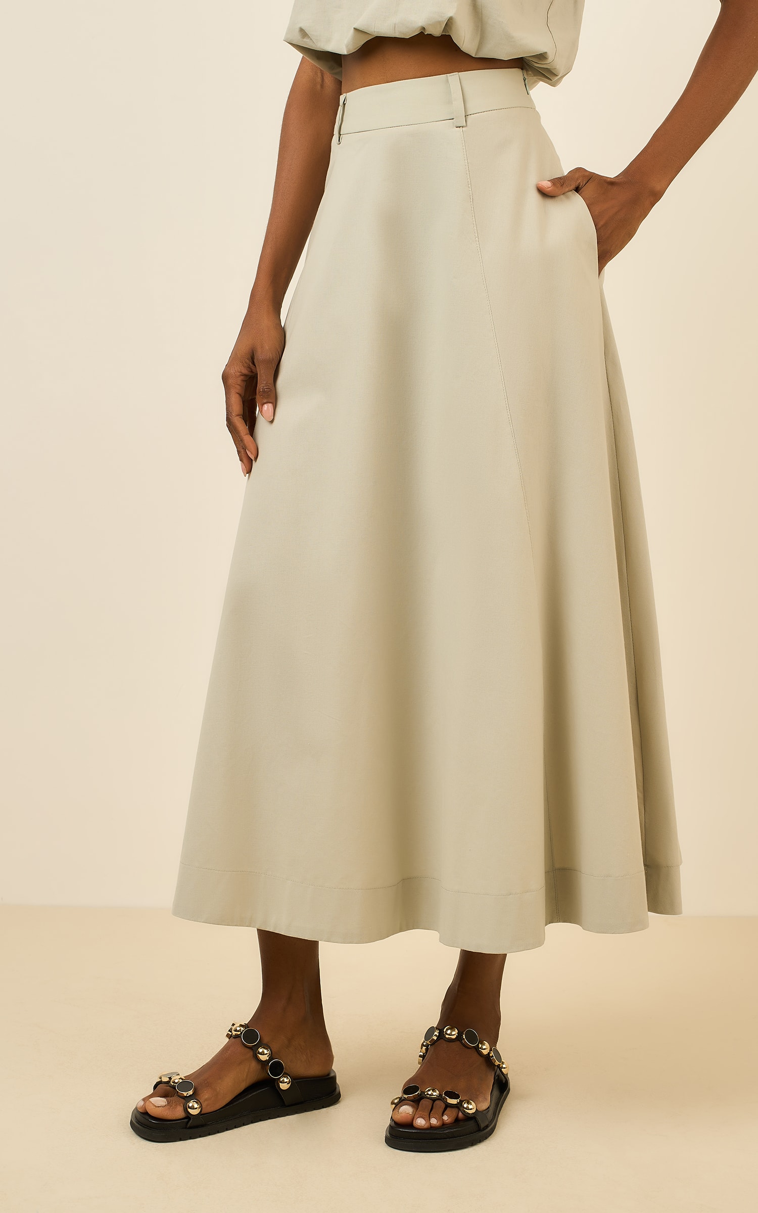 Saia Cropped Recortes Poetic Verde Brisa