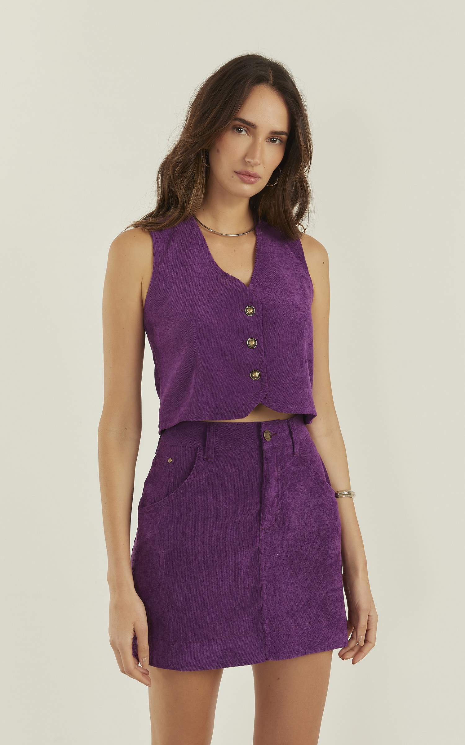 Saia Jade Cotelê Roxo