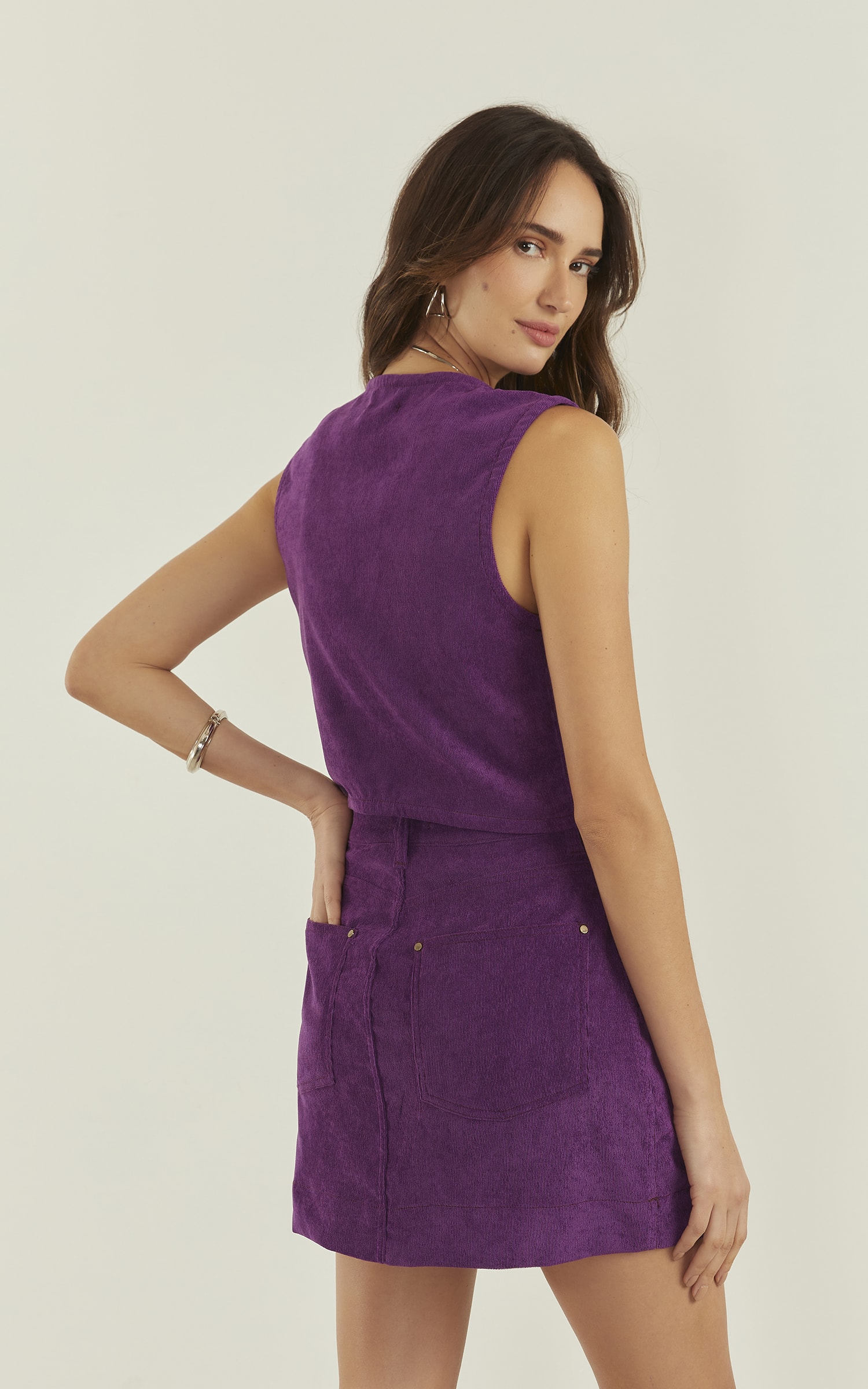 Saia Jade Cotelê Roxo