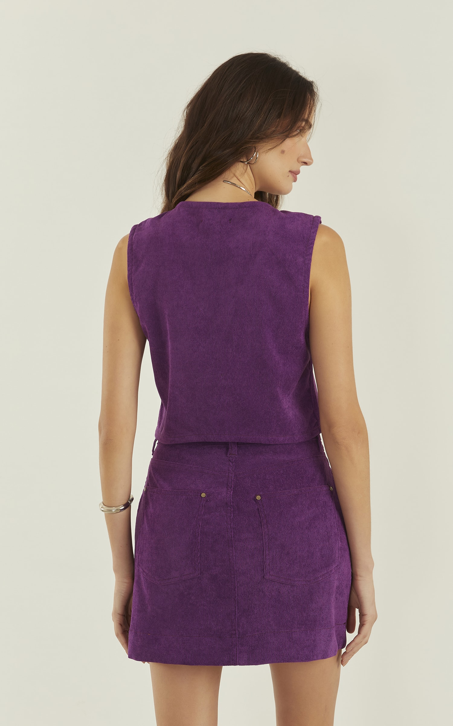 Saia Jade Cotelê Roxo