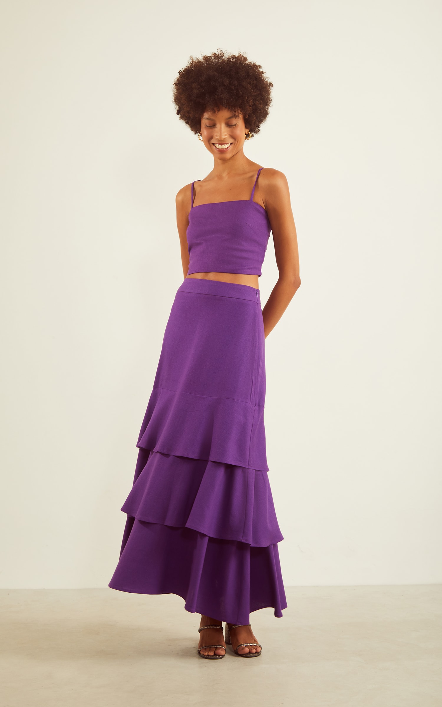 Saia Midi Amanhecer Roxo