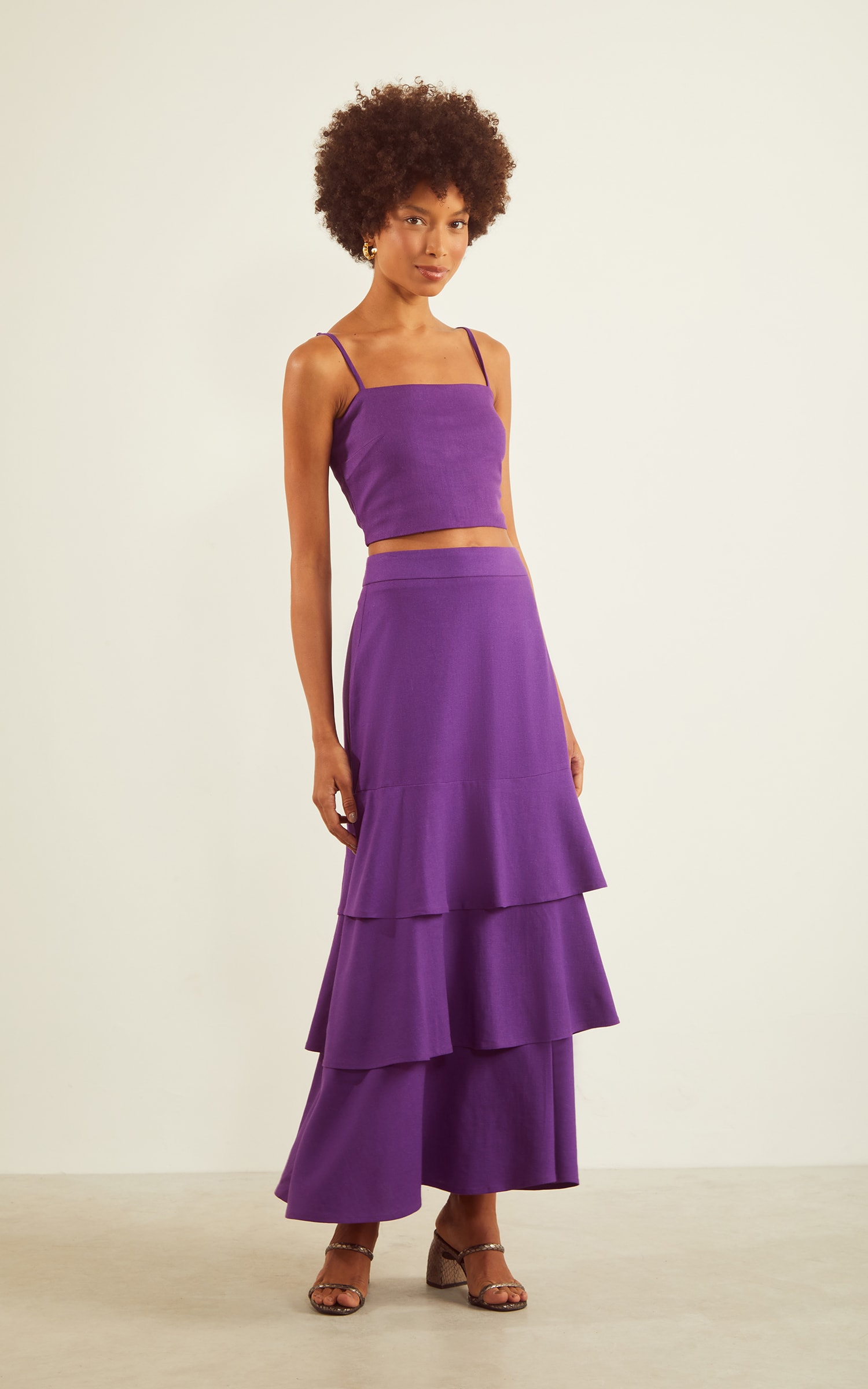 Saia Midi Amanhecer Roxo
