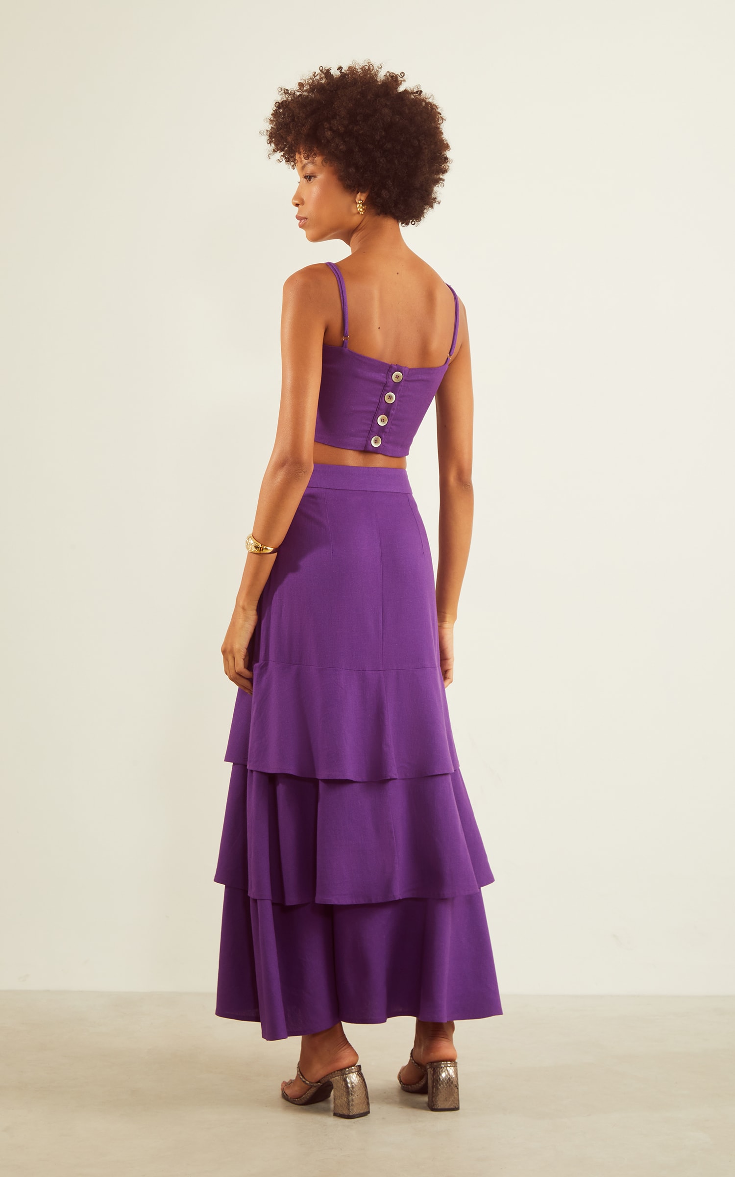 Saia Midi Amanhecer Roxo