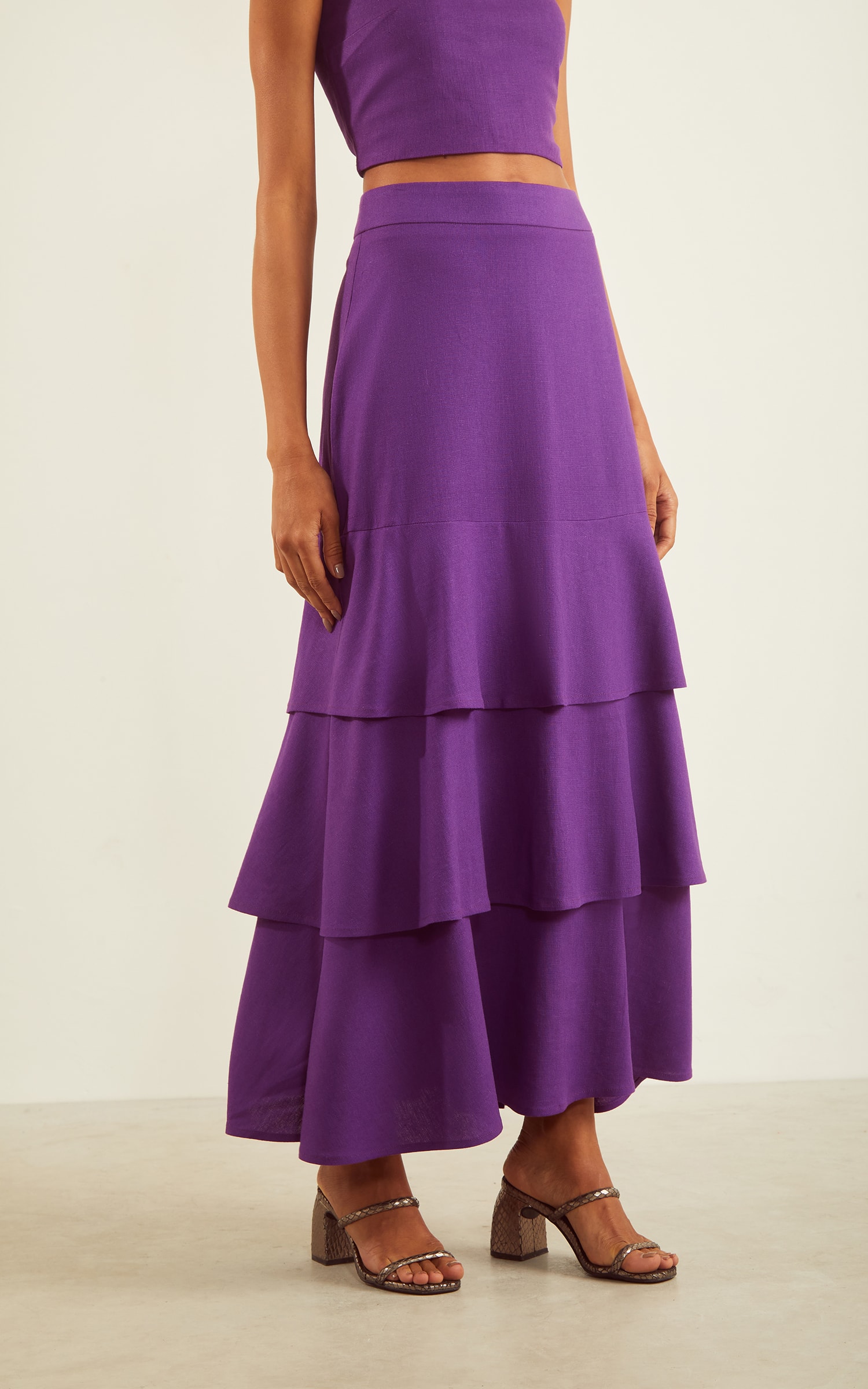 Saia Midi Amanhecer Roxo