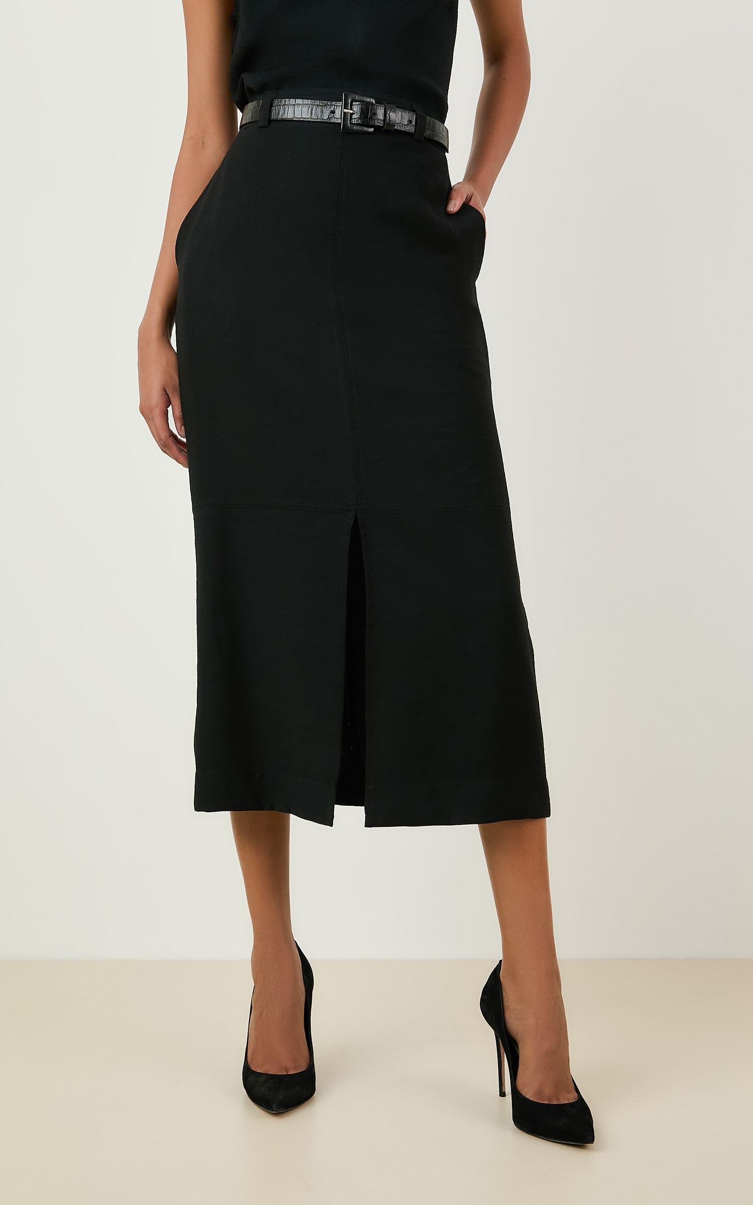 Saia Midi Amaranto Preto