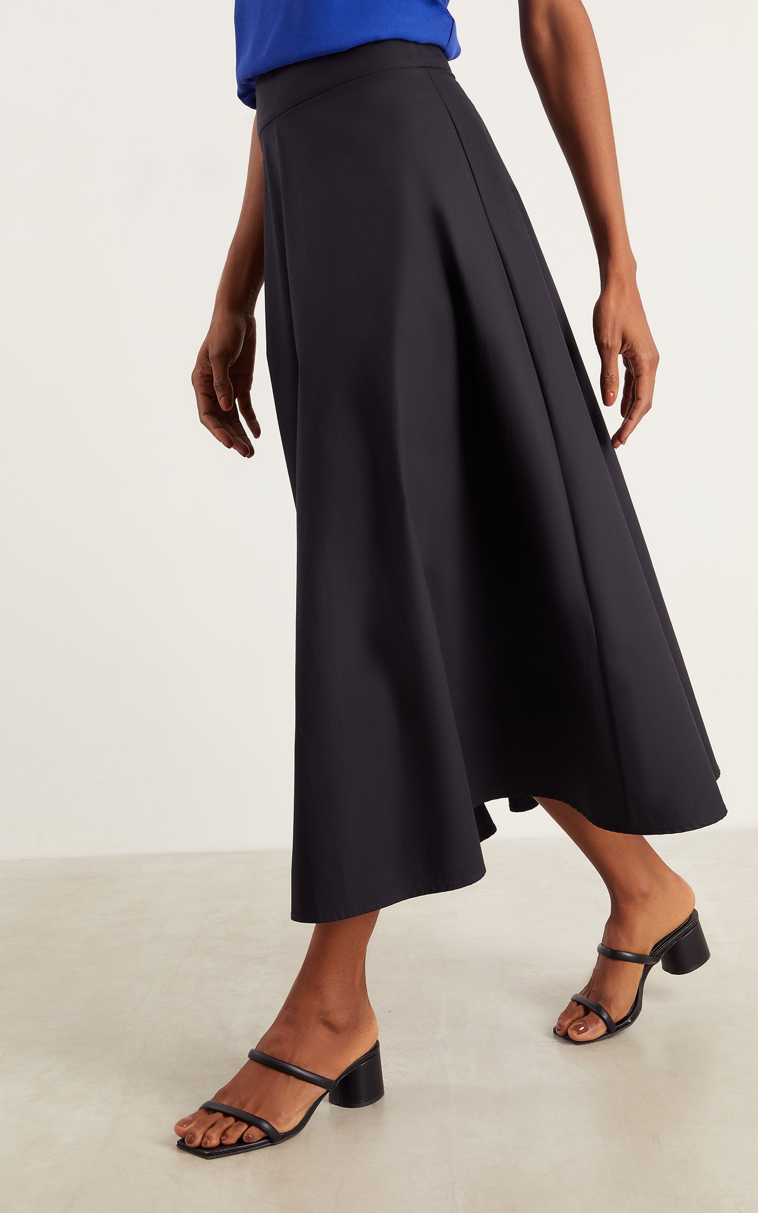 Saia Midi Cotton Preto