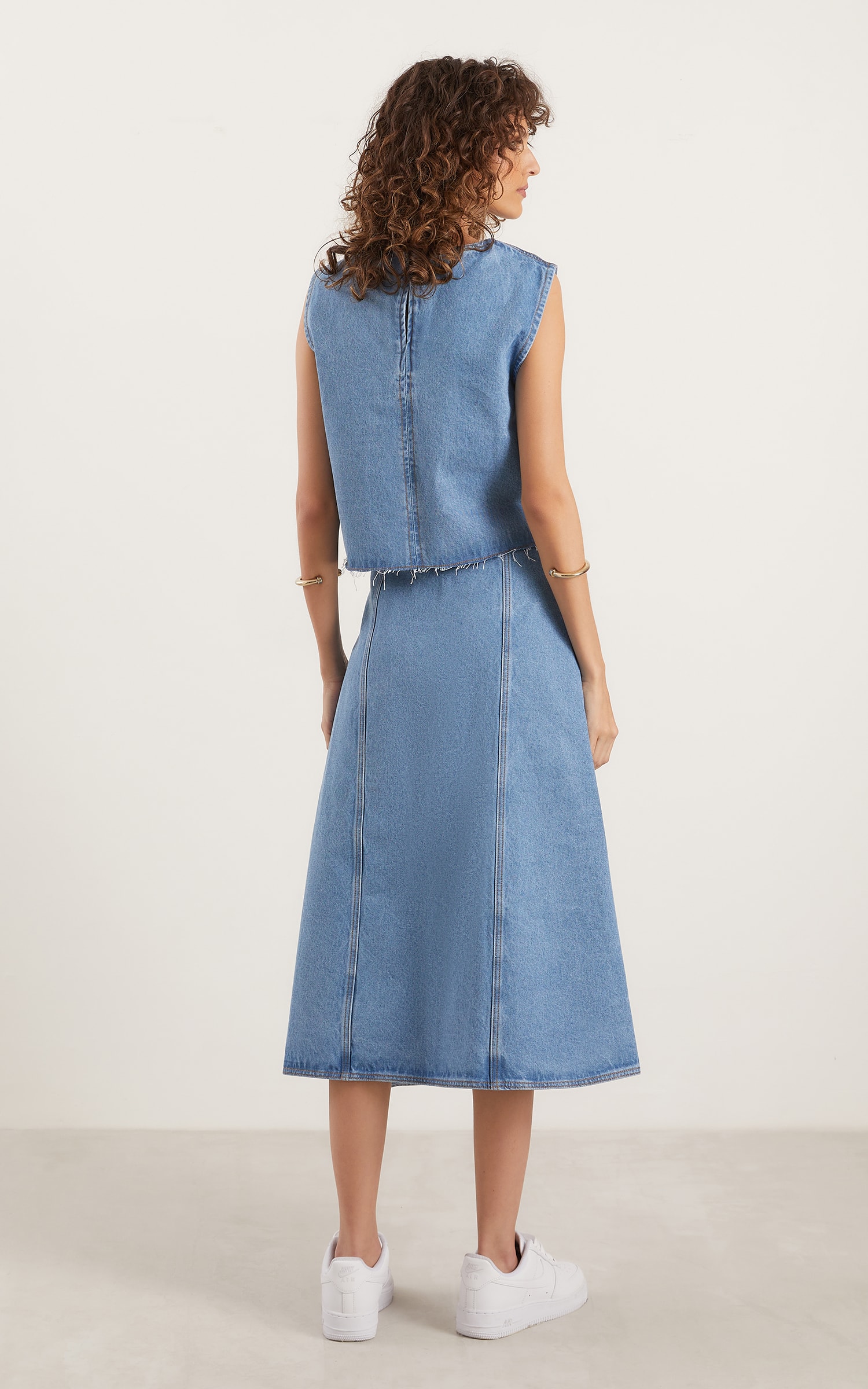 Saia Midi Envelope Jeans Médio