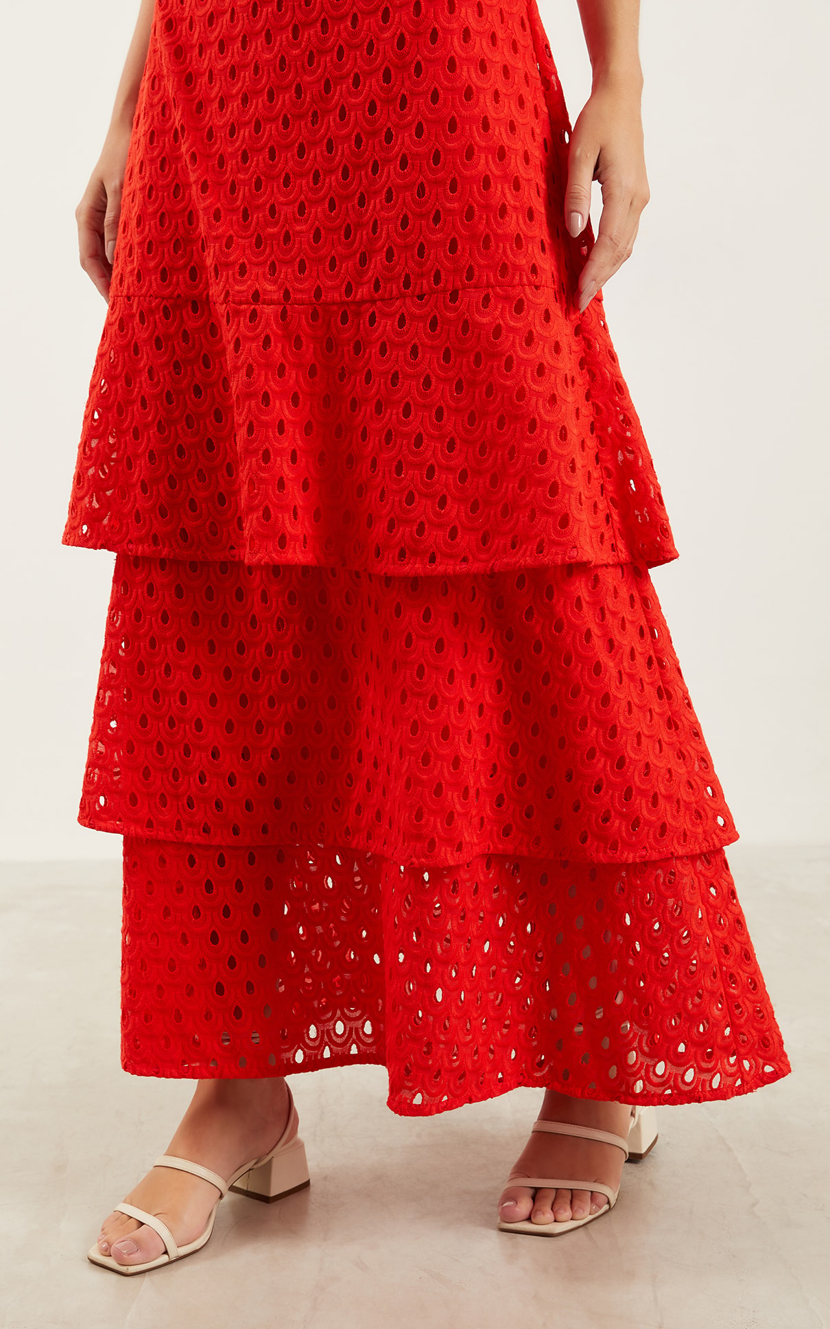 Saia Midi Felicitá Laise Vermelho