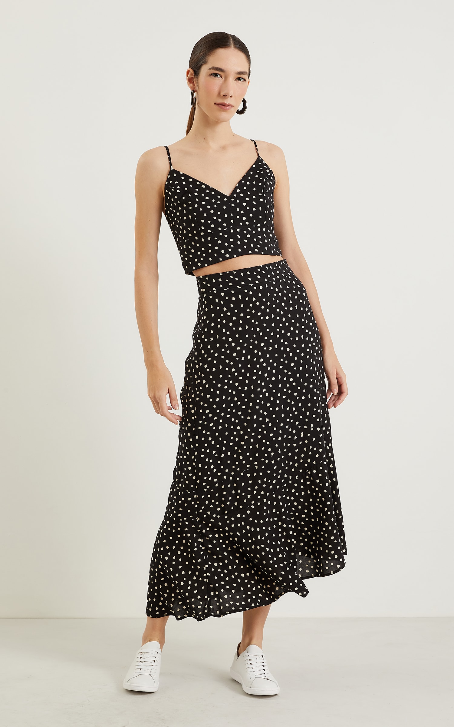 Saia Midi Gloss Preto